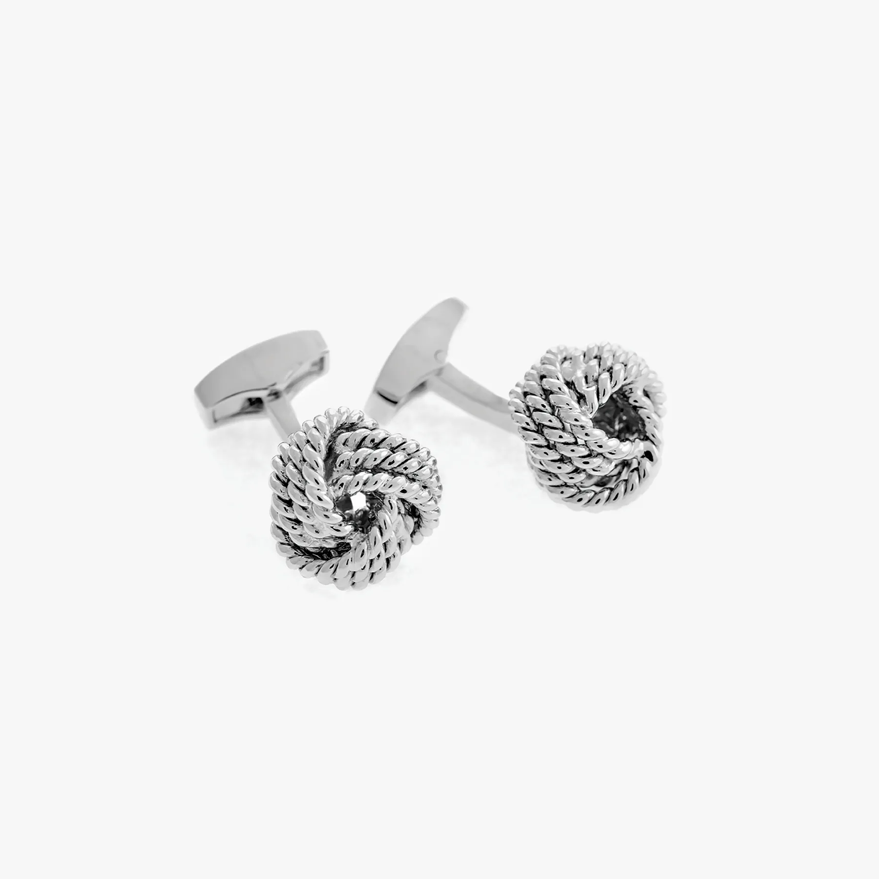Ribbed Knot cufflinks in Palladium base metal sold by Tateossian