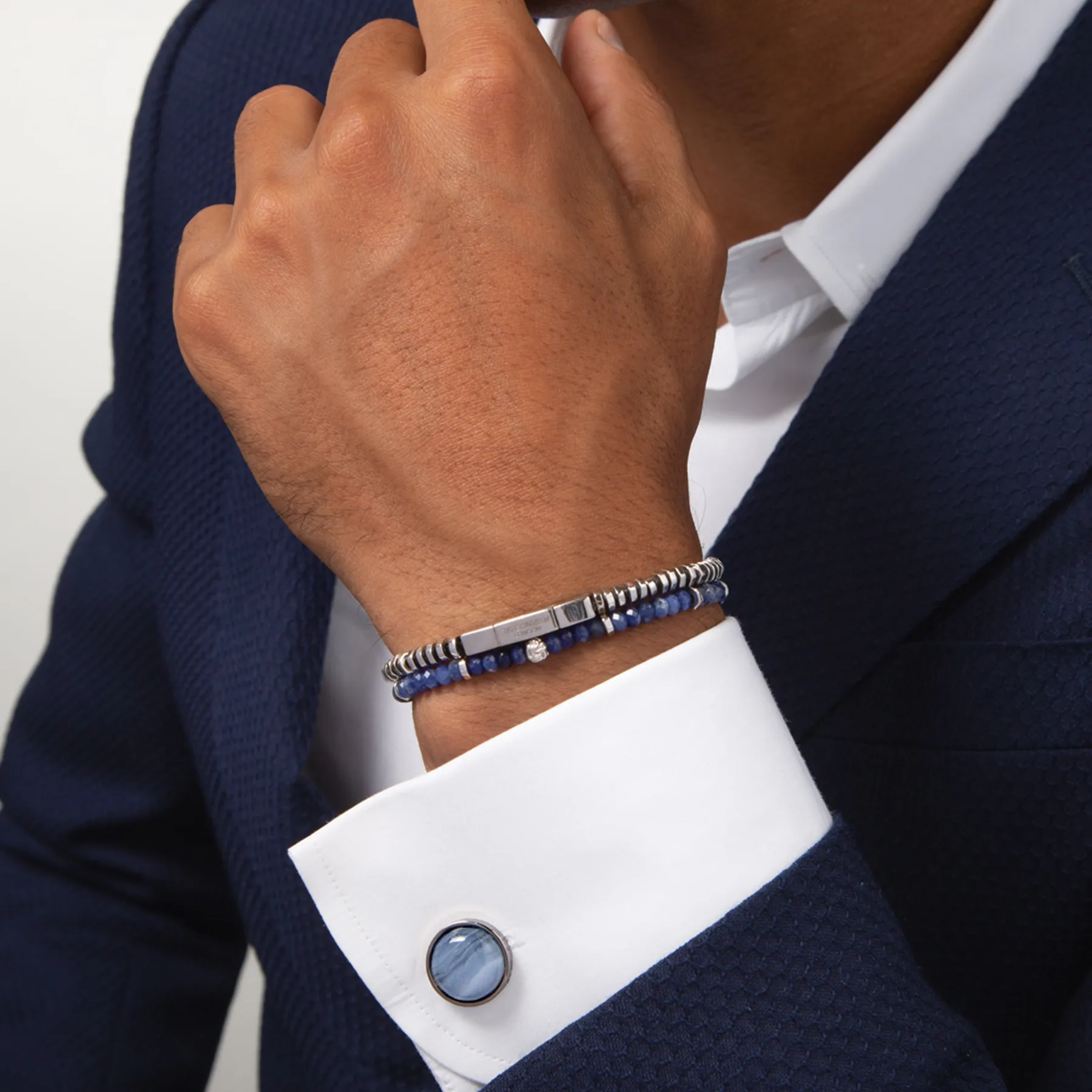 Titanium Classic Cufflinks With Blue Lace Agate sold by Tateossian product image thumbnail 2