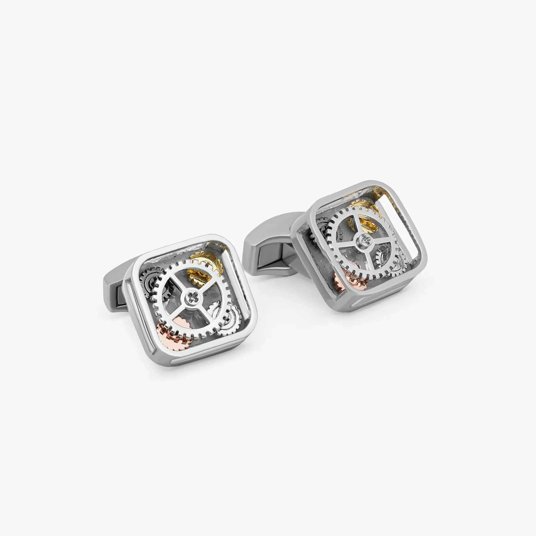Quattro Gear Cufflinks In Grey Palladium Plated sold by Tateossian