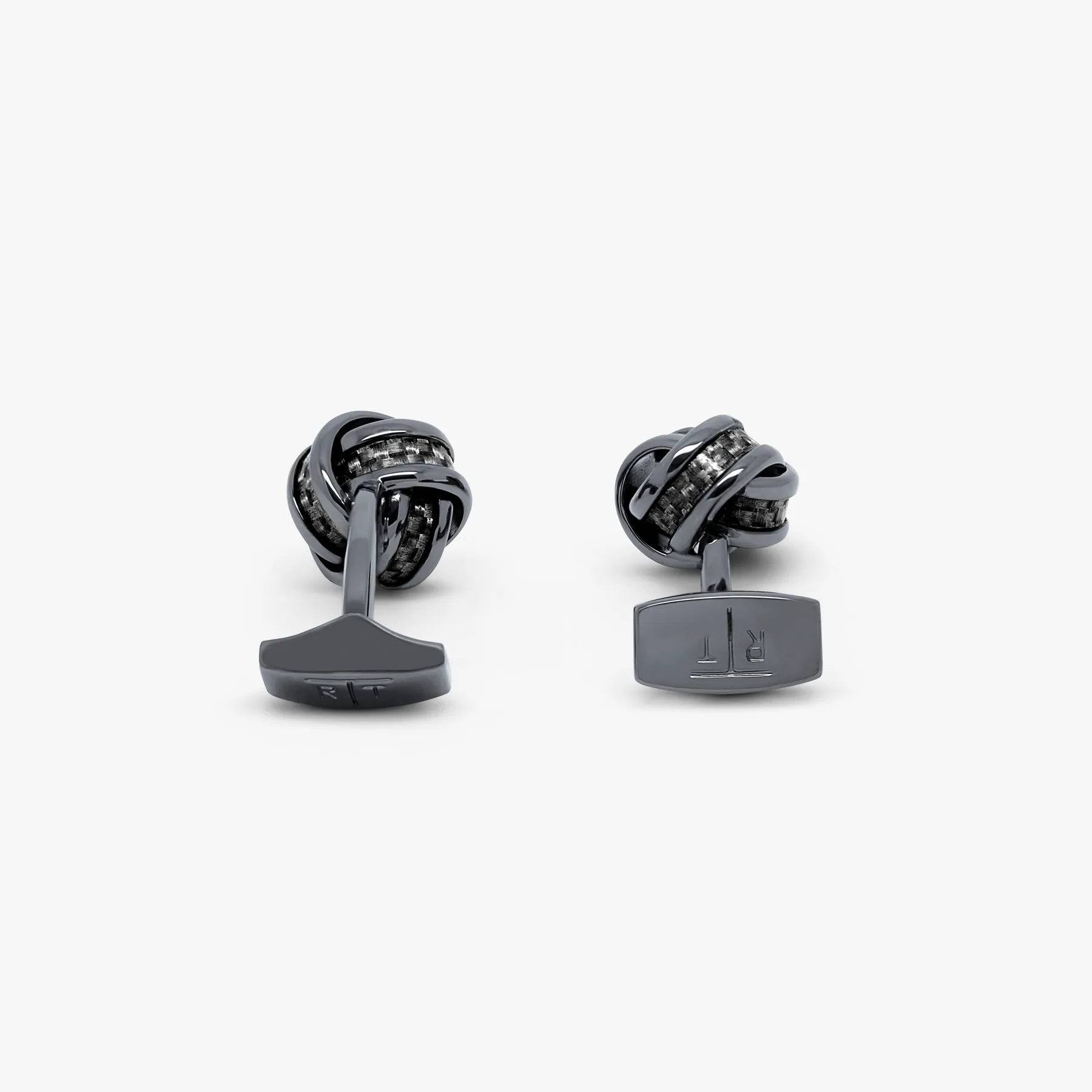 Carbon Knot cufflinks with Gunmetal plated & black carbon fibre sold by Tateossian product image thumbnail 3