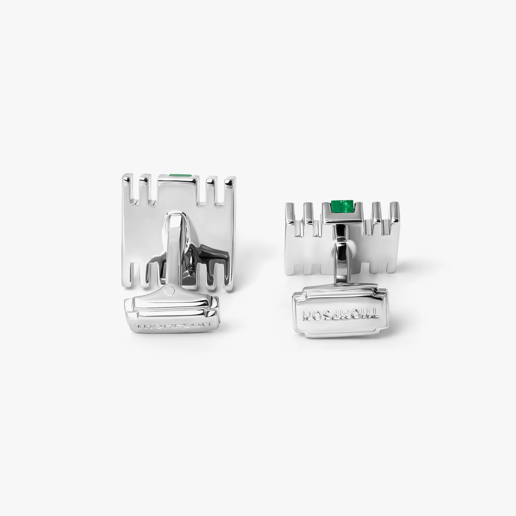 THOMPSON Summer Stripes Bar Cufflinks With Malachite And Palladium Plated sold by Tateossian product image thumbnail 2