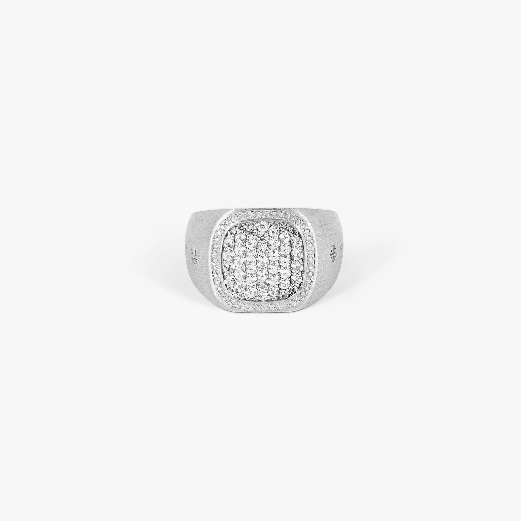 Pave Signet Ring In Silver & White Sapphire sold by Tateossian product image thumbnail 2