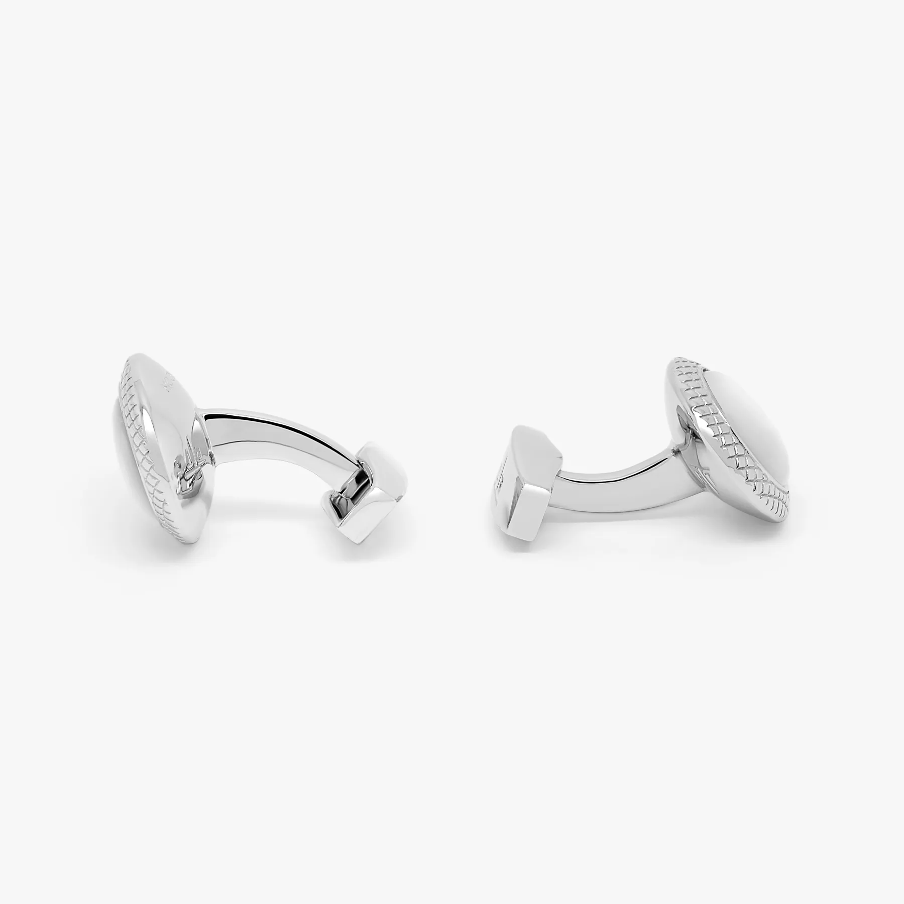 Bullseye Semi Precious Cufflinks in Palladium Plated with White MOP sold by Tateossian product image thumbnail 2
