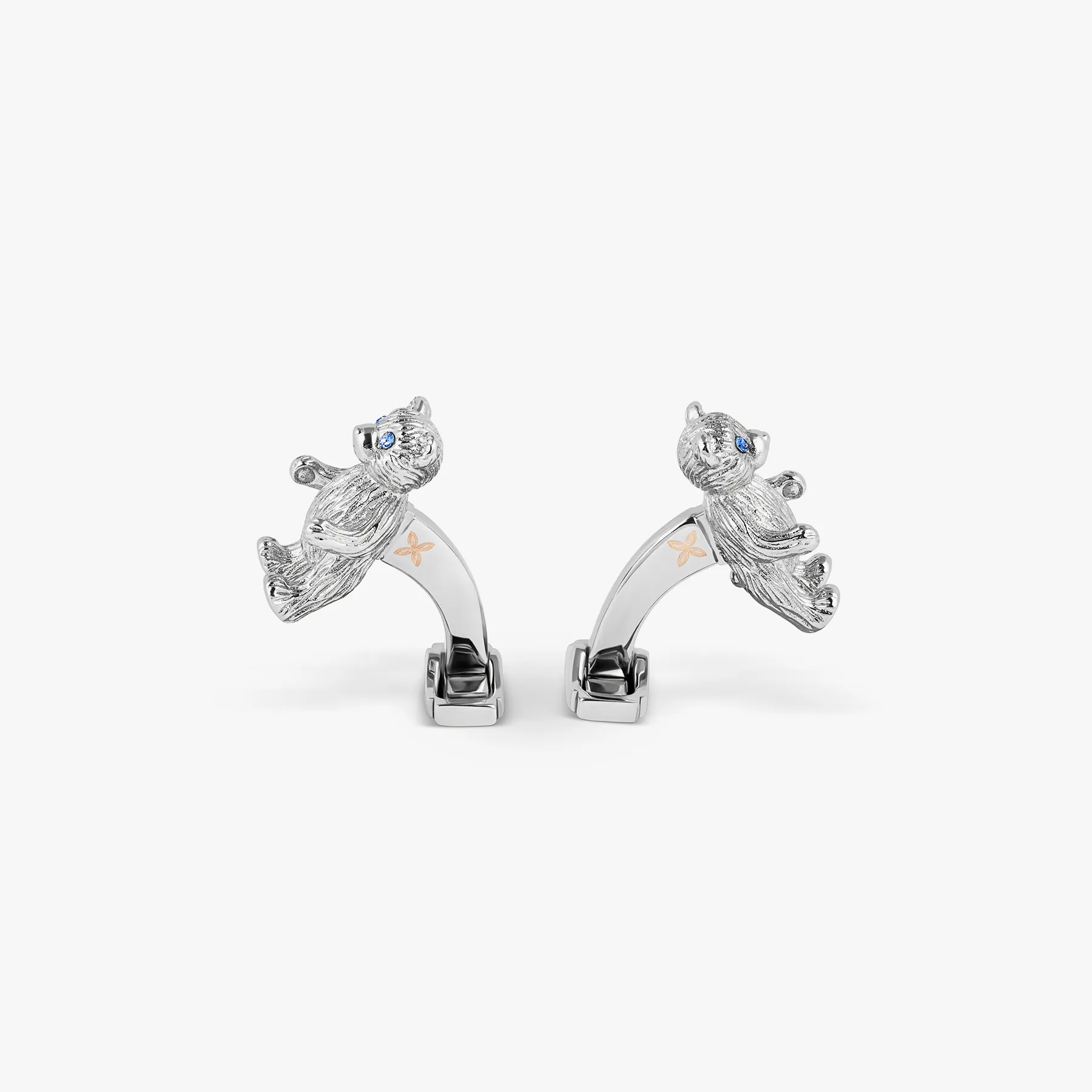 THOMPSON Teddy Bear Cufflinks In Palladium plated Base Metal With Blue Crystal sold by Tateossian product image thumbnail 5