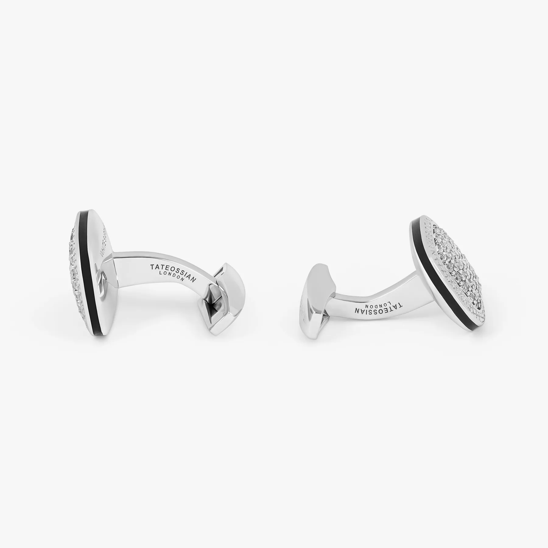Signature Cufflinks in Rhodium & White Sapphire sold by Tateossian product image thumbnail 3