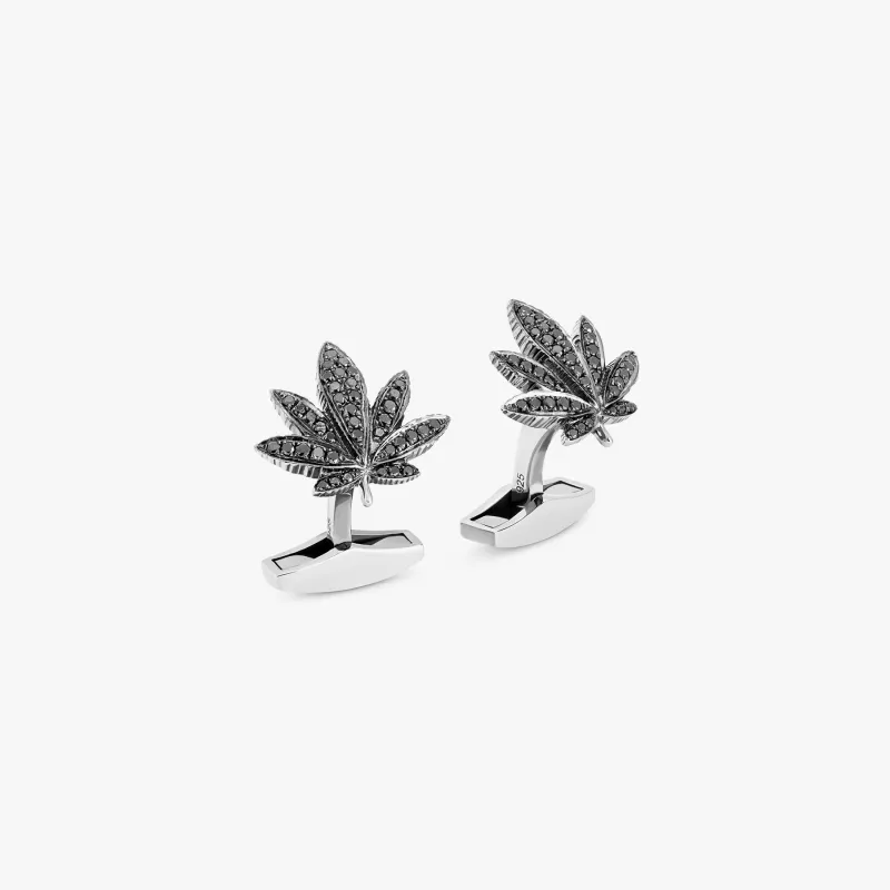 Black Diamond Indica Cufflinks In Rhodium Plated Silver sold by Tateossian