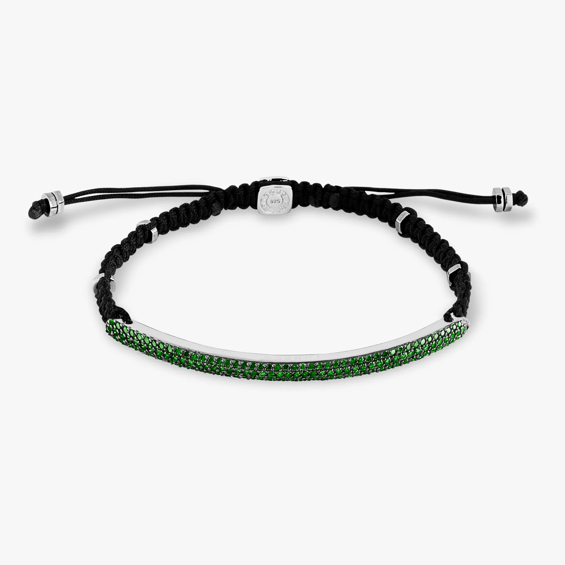 Windsor Macrame Bracelet With Green Emerald sold by Tateossian