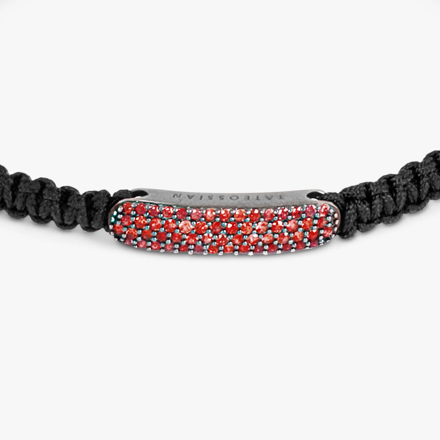 Baton Macrame Bracelet In Ruthenium Plated Silver with Ruby sold by Tateossian product image thumbnail 4