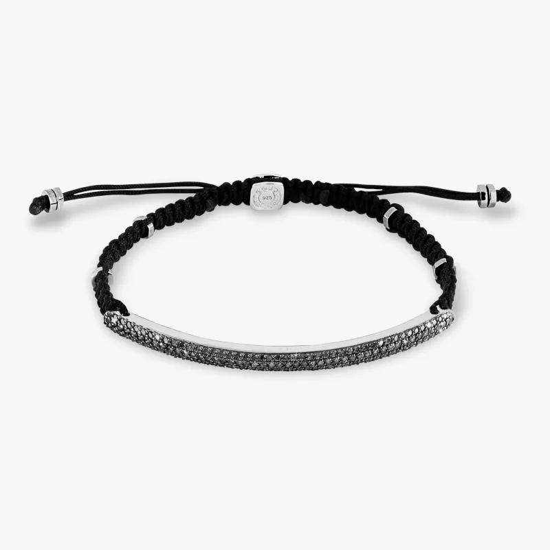 Windsor Baton Macrame Bracelet In Black With Black Diamond sold by Tateossian