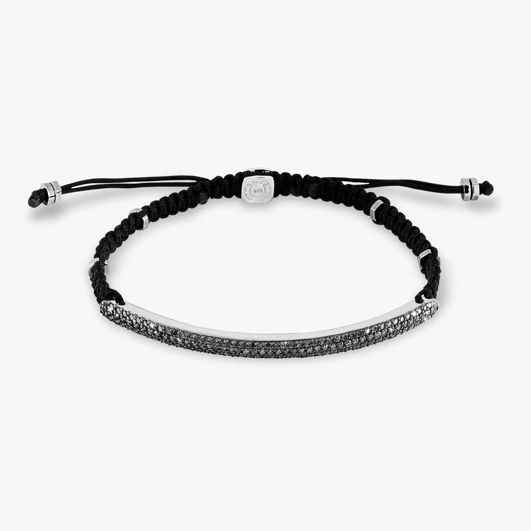 Windsor Baton Macrame Bracelet In Black With Black Diamond sold by Tateossian