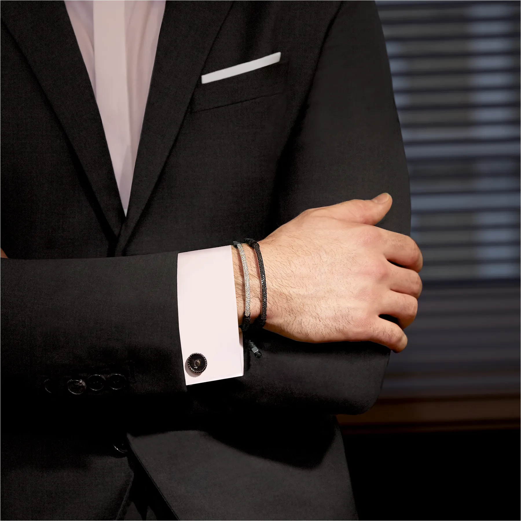 Windsor Baton Macrame Bracelet In Black With Black Diamond sold by Tateossian product image thumbnail 5