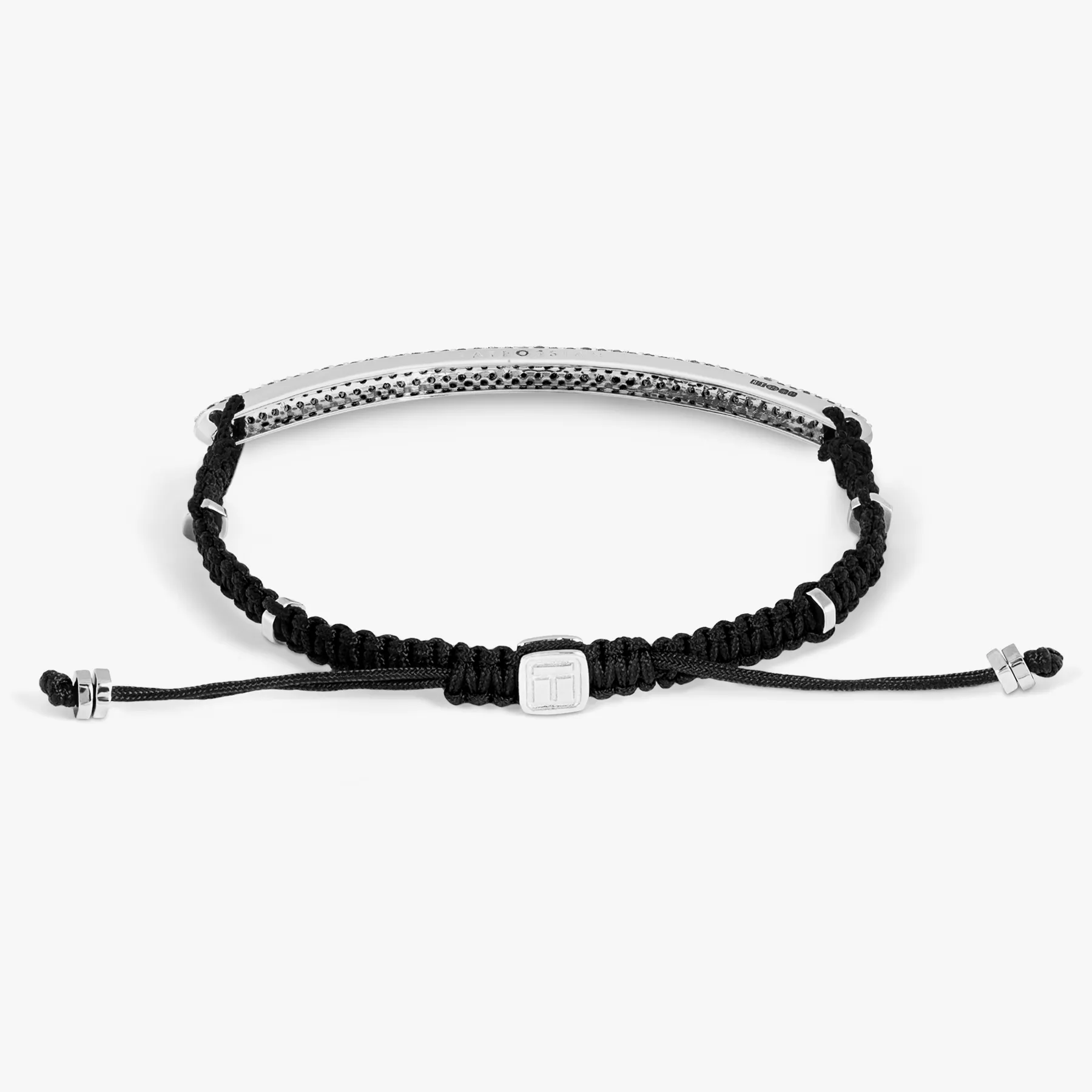 Windsor Baton Macrame Bracelet In Black With Black Diamond sold by Tateossian product image thumbnail 3
