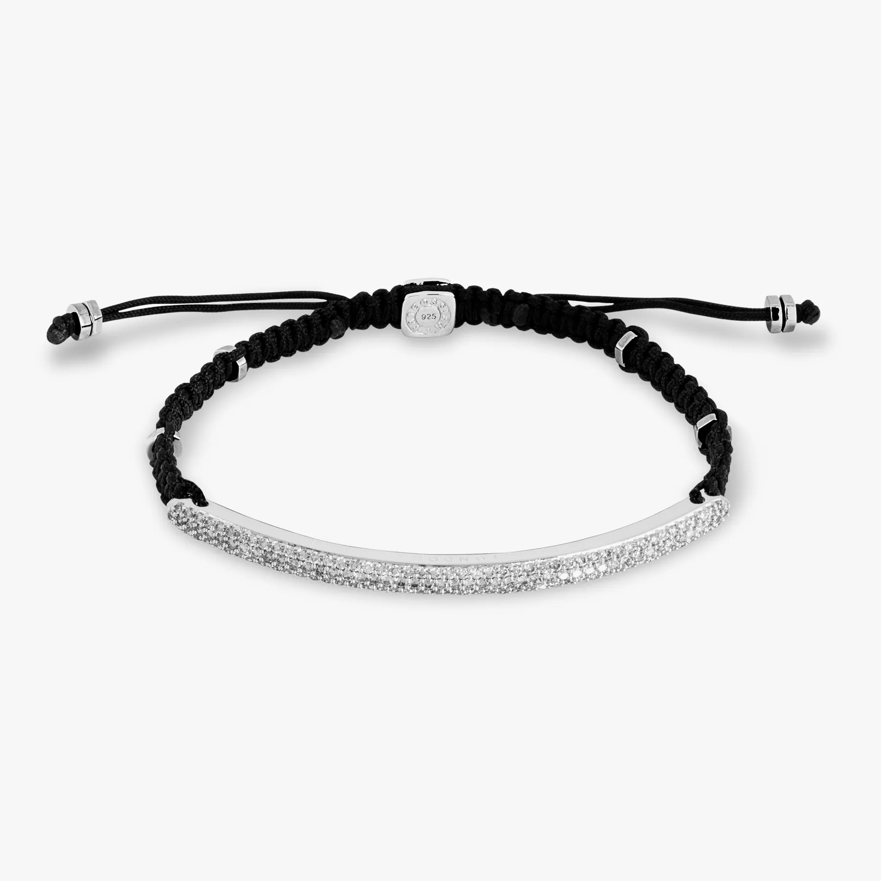 Windsor Baton Macrame Bracelet In Black With White Diamond sold by Tateossian