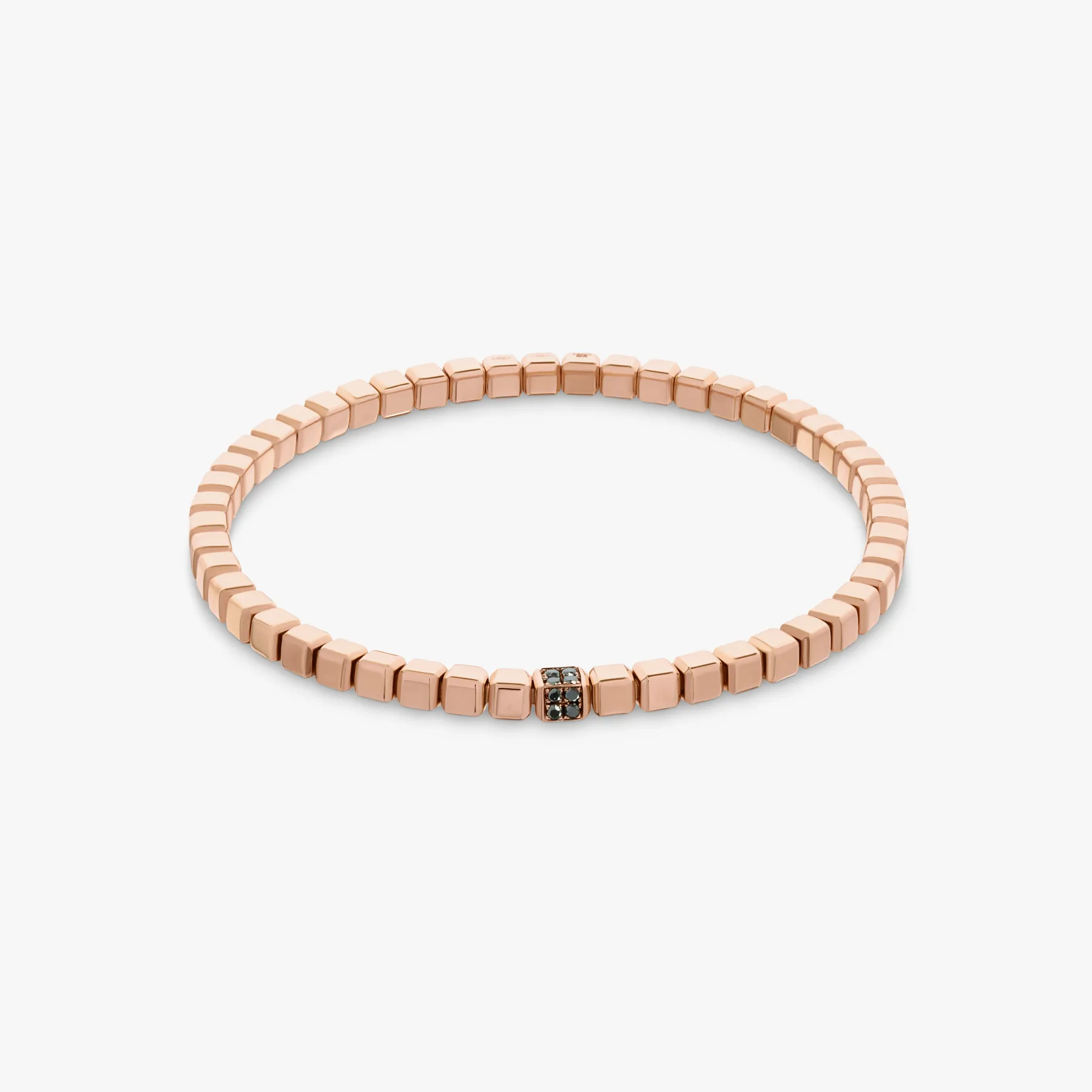 Quadro Cube bracelet with black diamonds and 18k rose gold sold by Tateossian