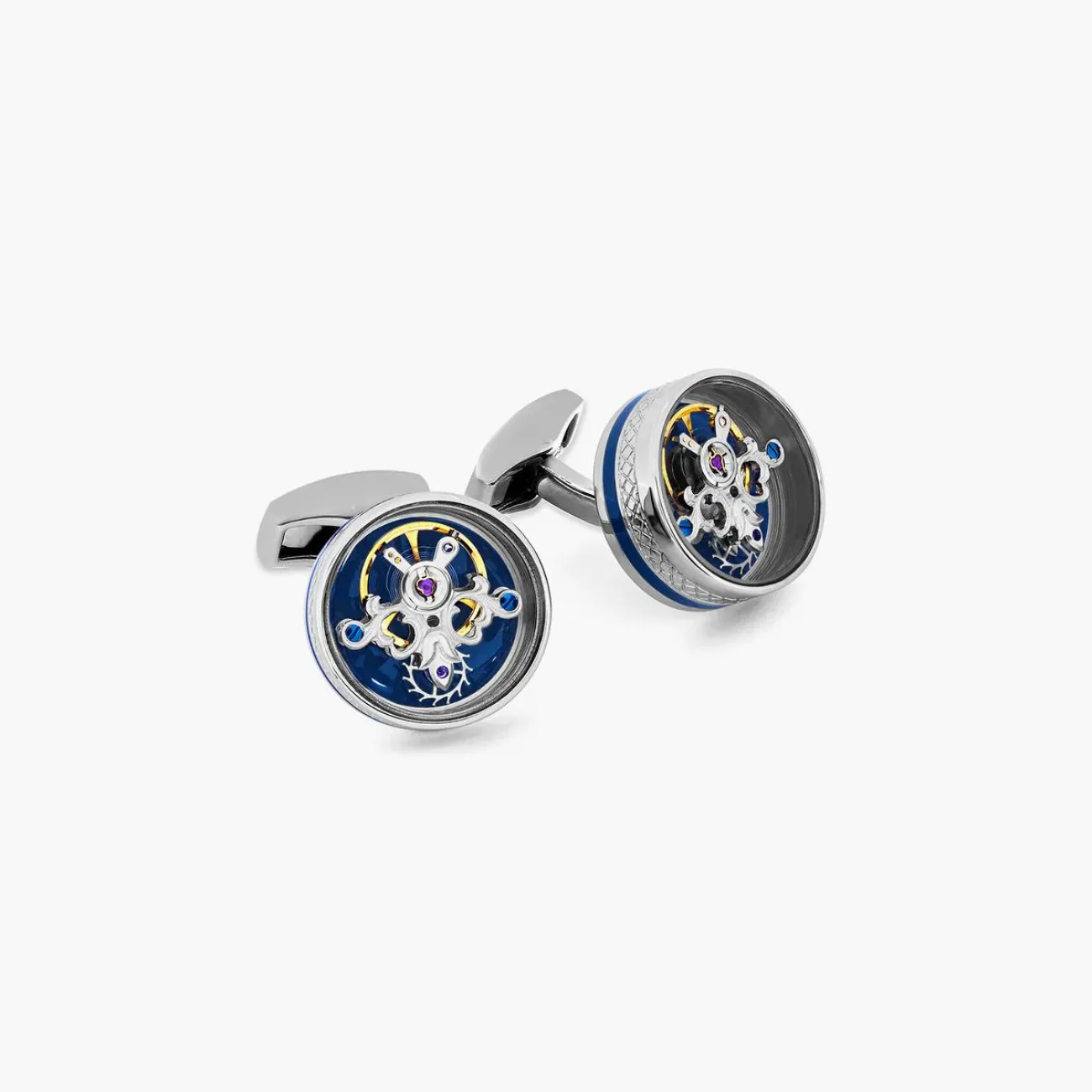 Skull Tourbillon Cufflinks In Blue With Palladium Plated sold by Tateossian product image thumbnail 4