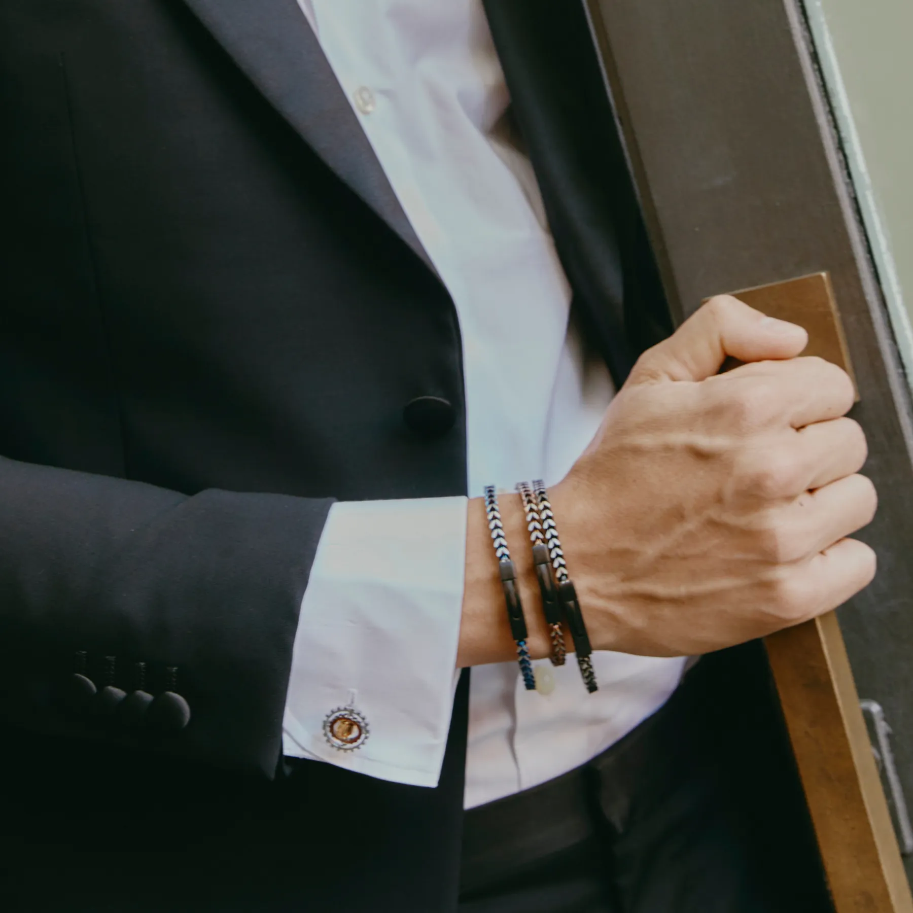 Chevron Click Bracelet In Matte Ip Black sold by Tateossian product image thumbnail 2