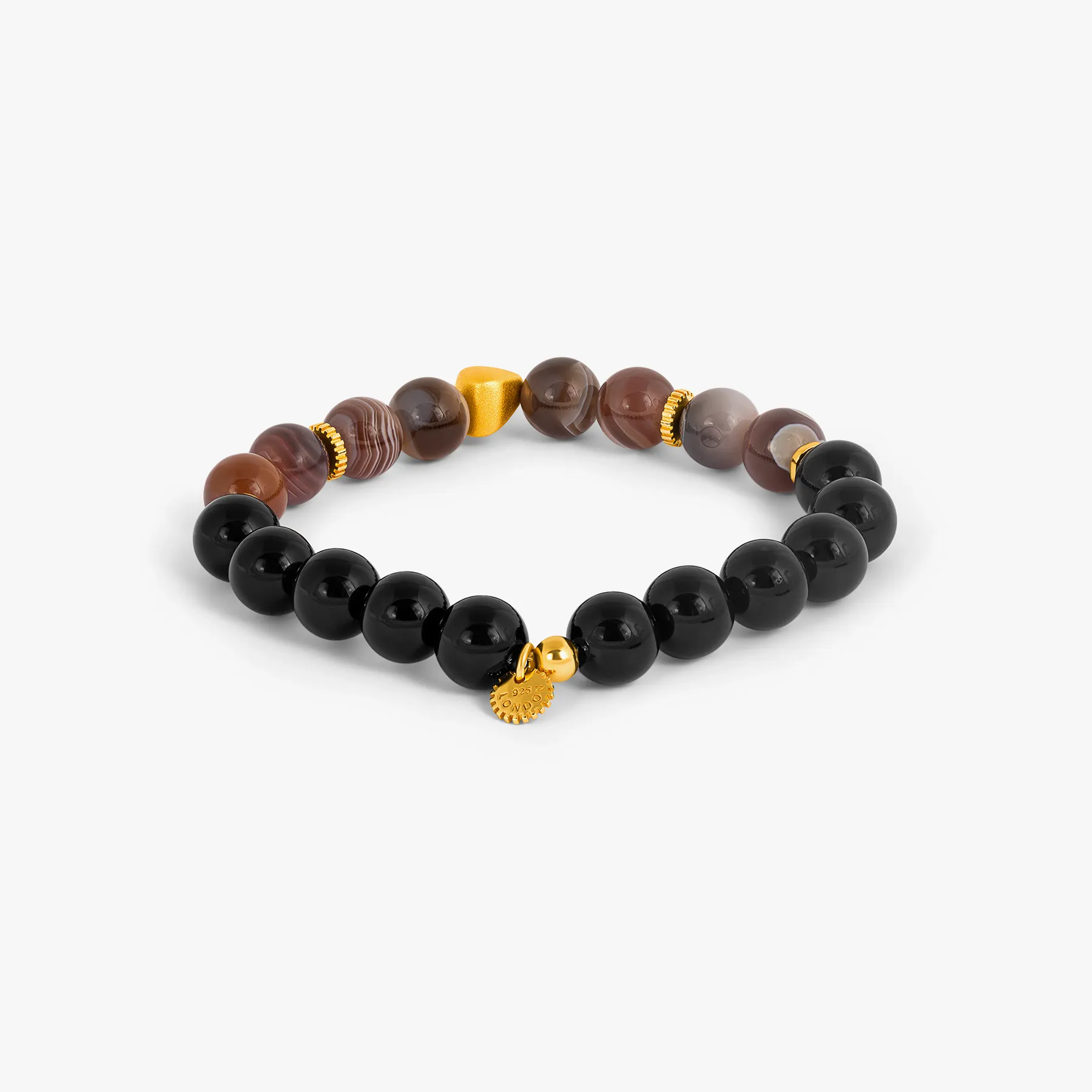 Maxi Nugget Beaded Bracelet in Yellow Gold Plated with Multicolour Botswana Agate sold by Tateossian product image thumbnail 3