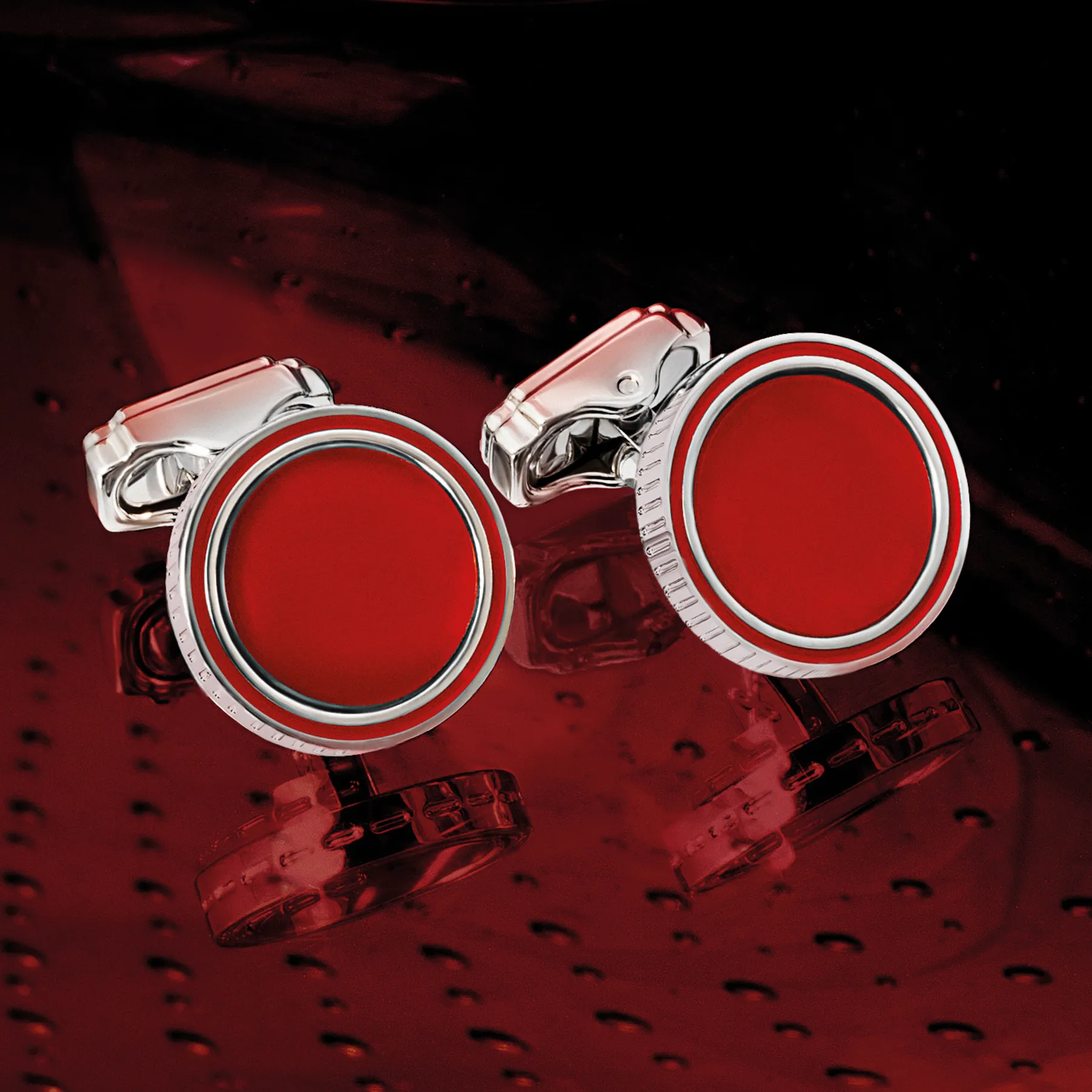 THOMPSON Tambor Cufflinks With Red Jade sold by Tateossian product image thumbnail 3