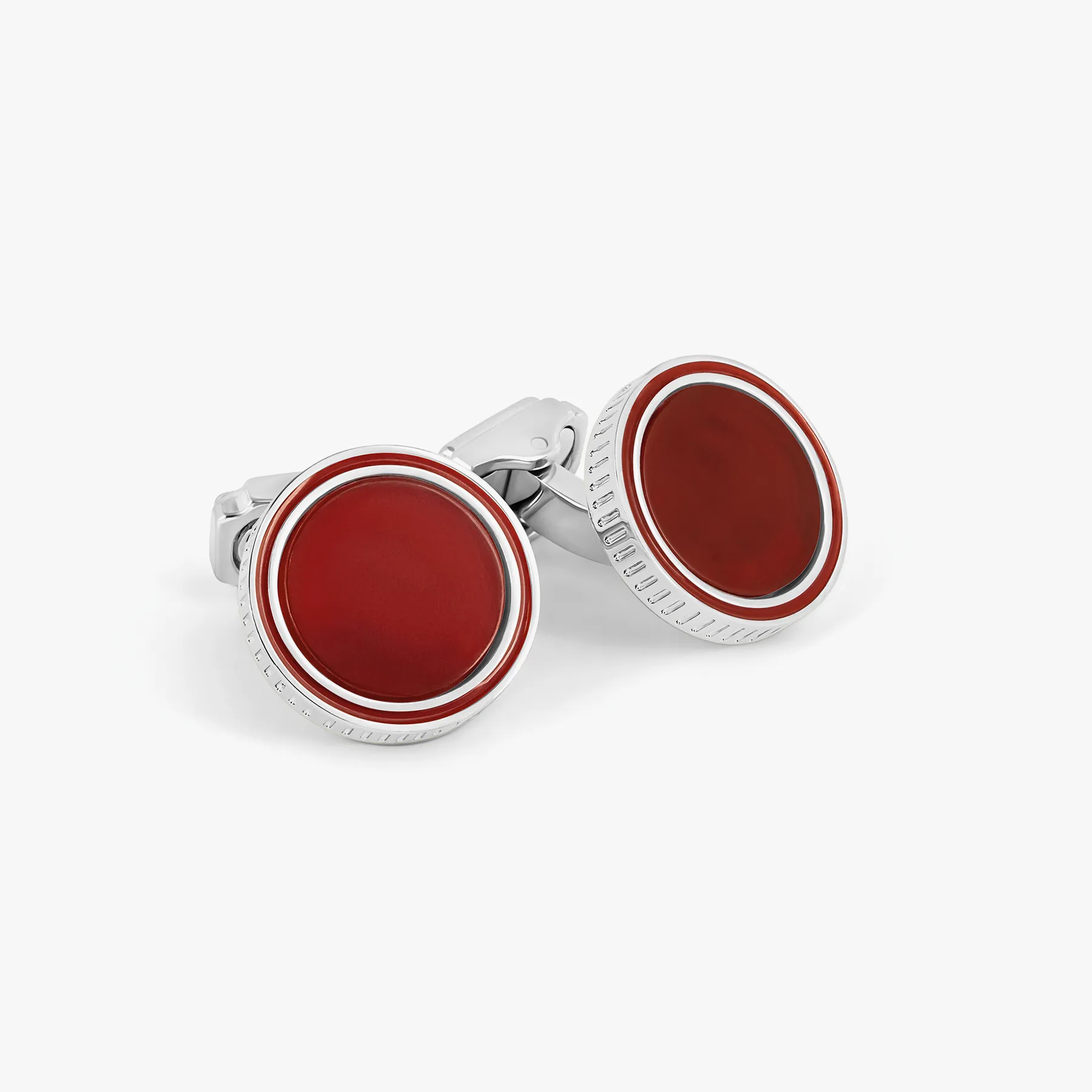 THOMPSON Tambor Cufflinks With Red Jade sold by Tateossian