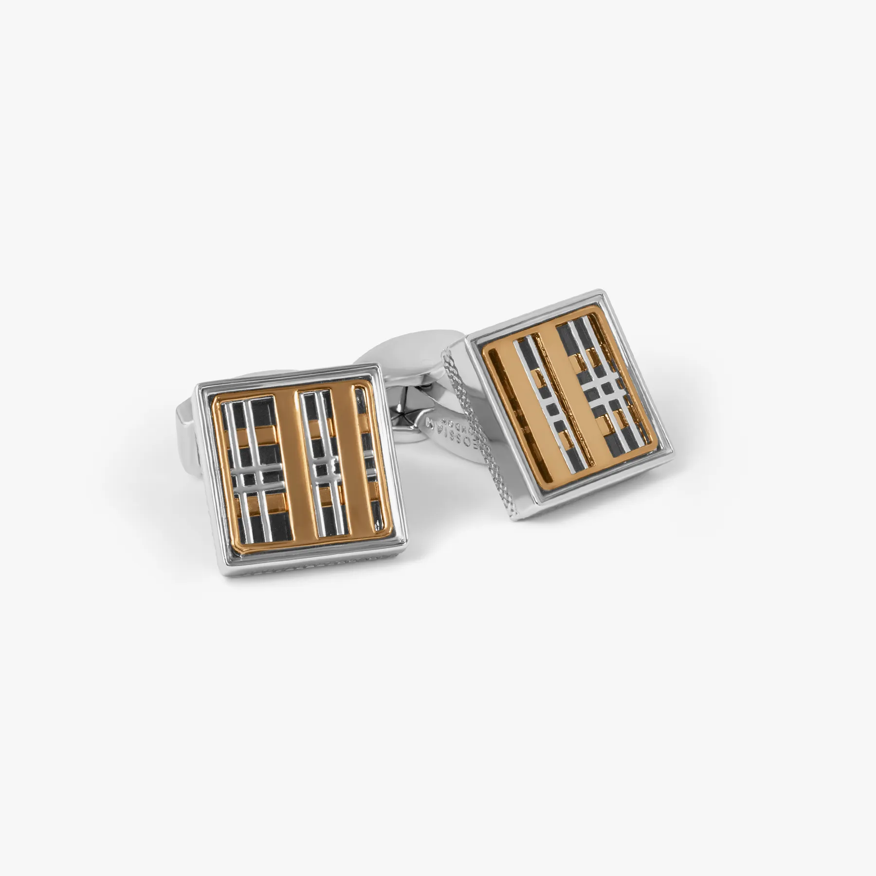 Prince Of Wales Tweed Cufflinks In Palladium Plated & Rose Gold sold by Tateossian
