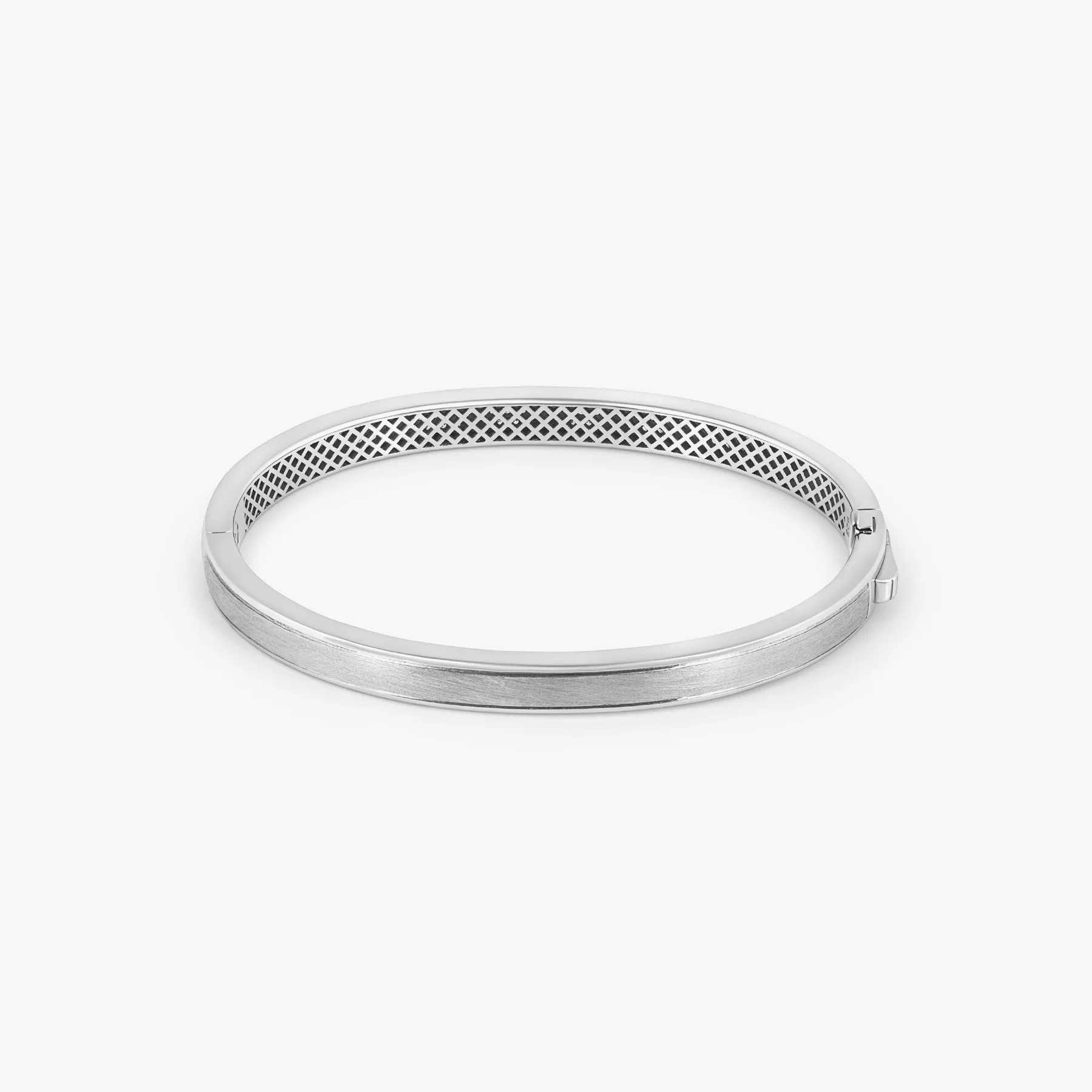 Buckingham Hinge Cuff Bangle in Rhodium Plated Silver with White Diamonds sold by Tateossian product image thumbnail 2