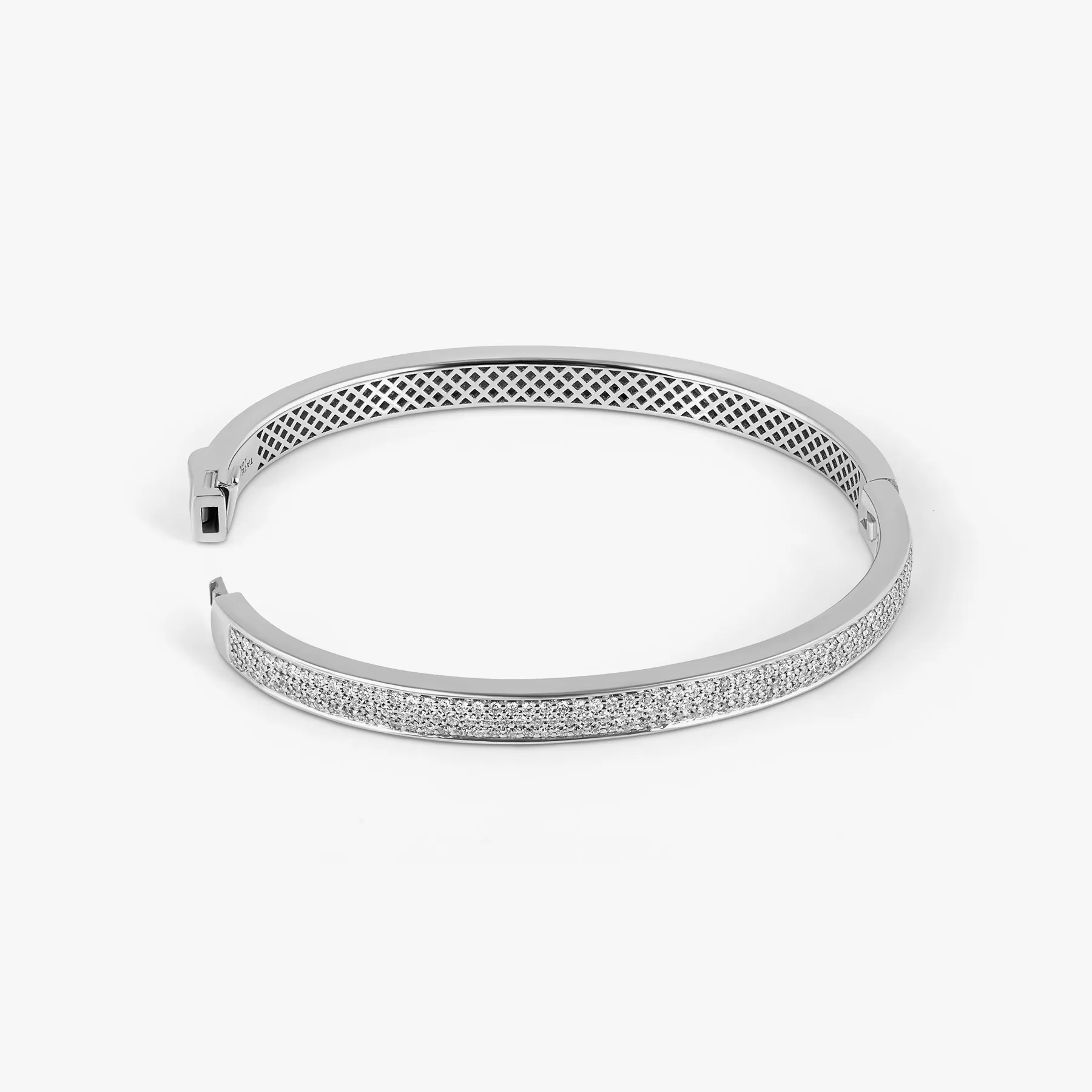 Buckingham Hinge Cuff Bangle in Rhodium Plated Silver with White Diamonds sold by Tateossian product image thumbnail 3