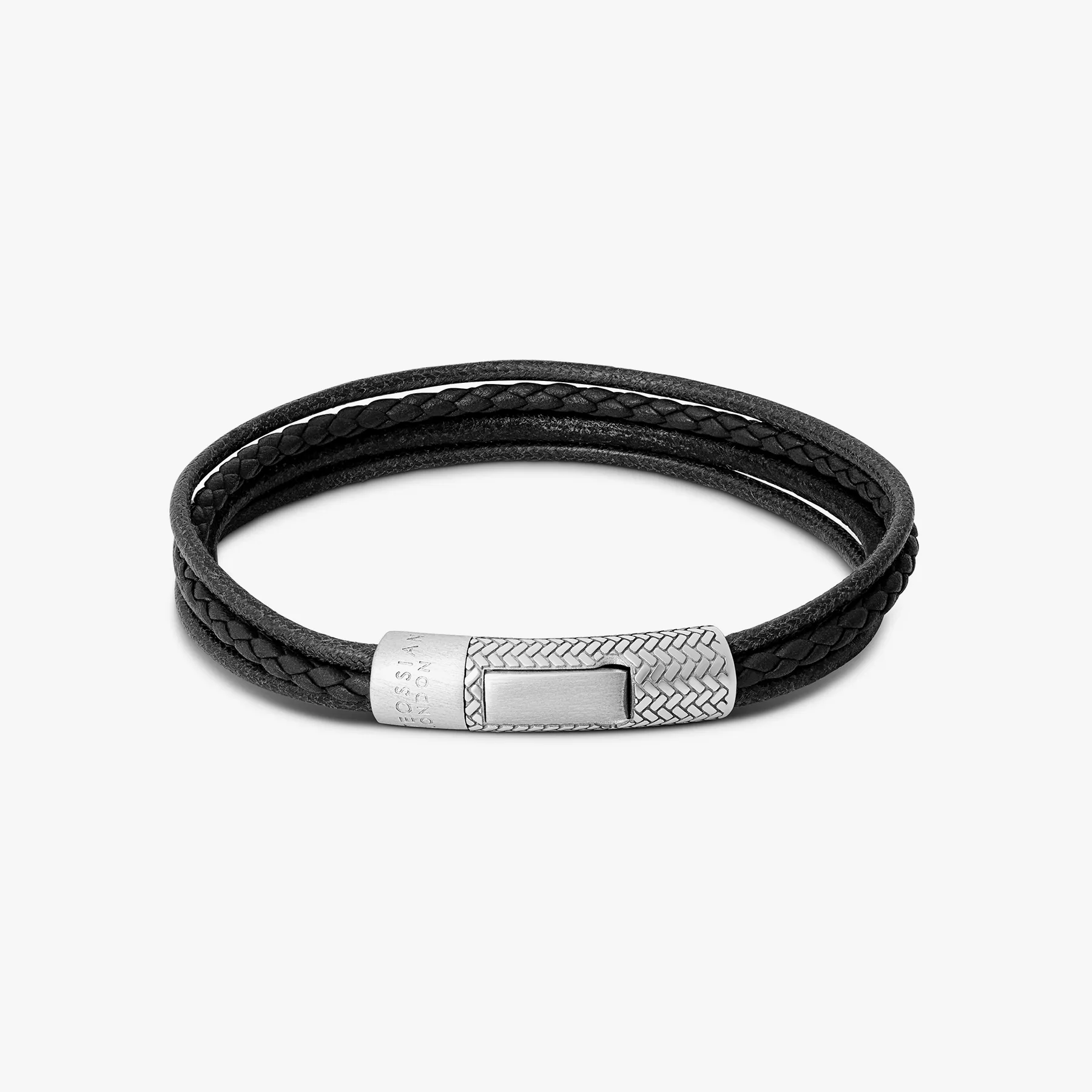 Herringbone Click Multi Strand Bracelet In Black sold by Tateossian
