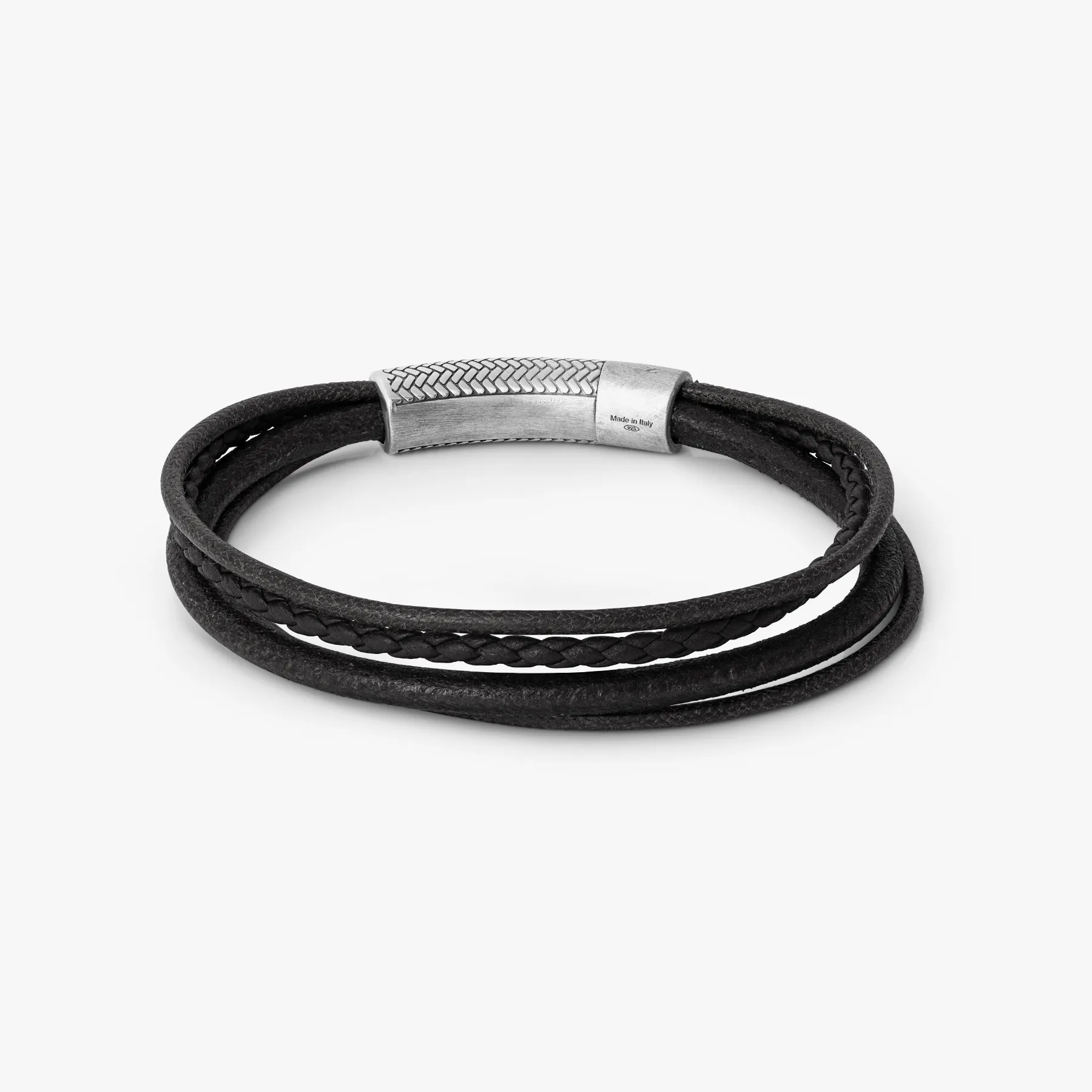 Herringbone Click Multi Strand Bracelet In Black sold by Tateossian product image thumbnail 2
