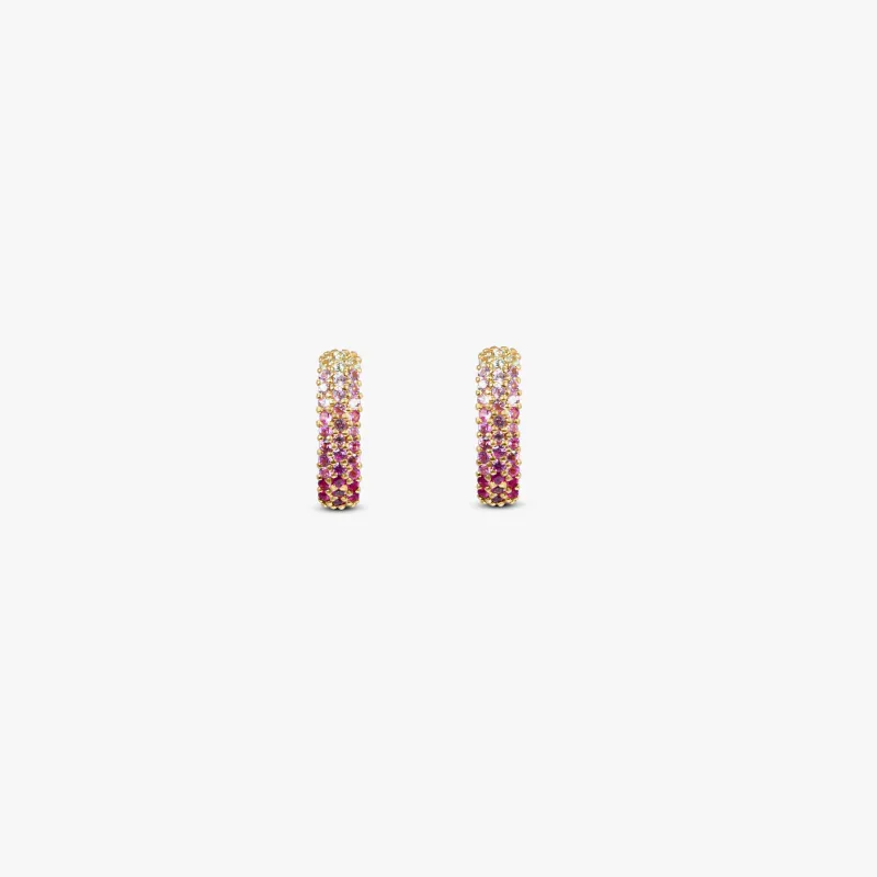 Precious Earrings In 9K Yellow Gold with Pink Sapphires sold by Tateossian