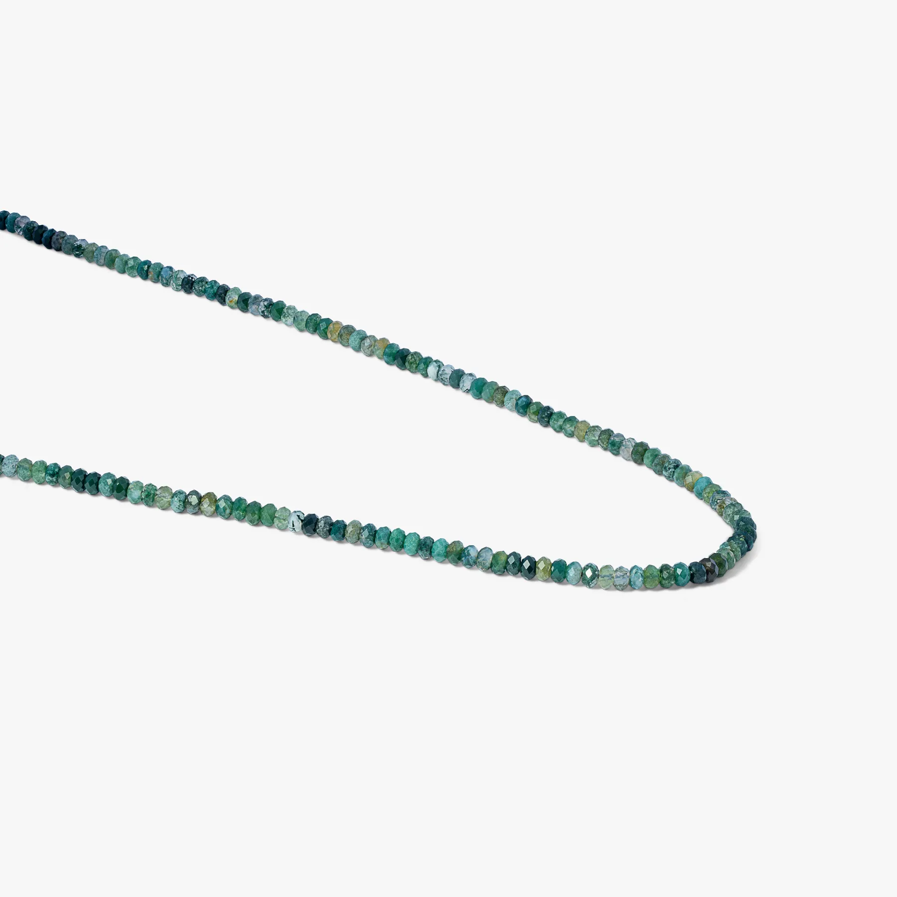 Nodo Beaded Necklace in Rhodium Silver with Green Moss Agate sold by Tateossian product image thumbnail 4