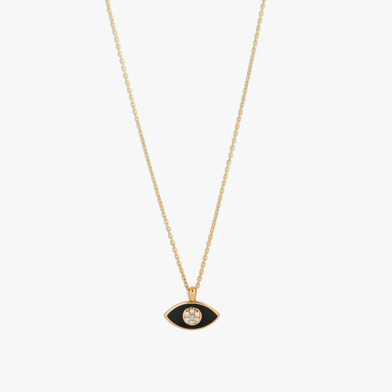 Marquise Diamond Pendant Necklace in 18K Rose Gold with Black Enamel sold by Tateossian