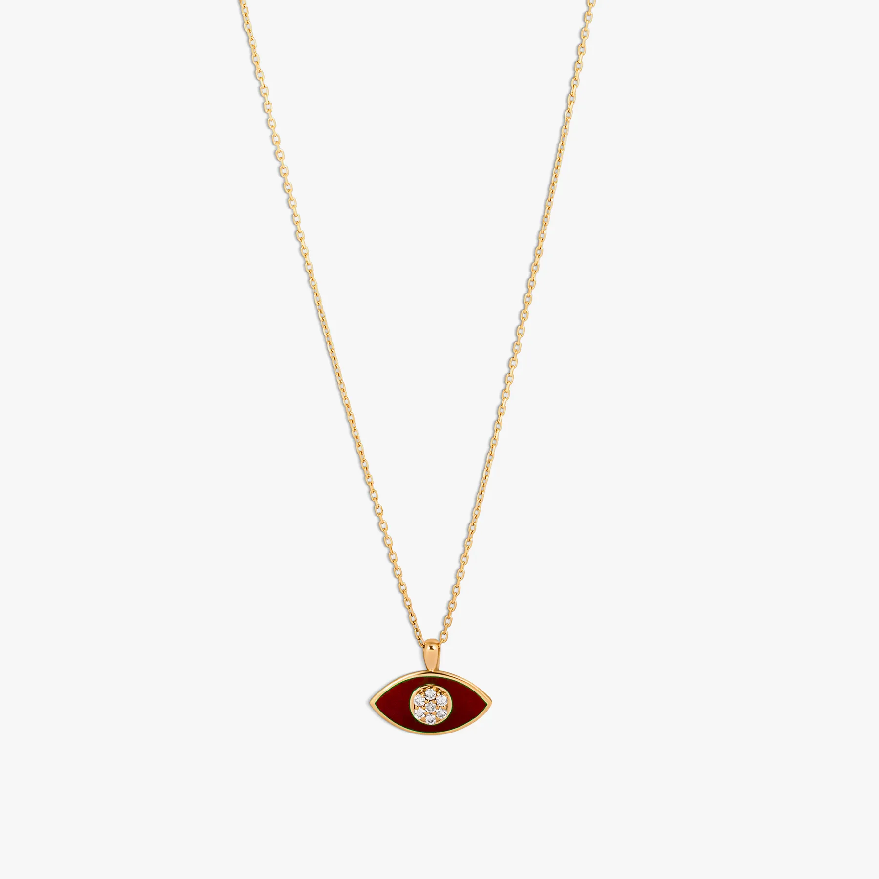 Marquise Diamond Pendant Necklace in 18K Rose Gold with Red Enamel sold by Tateossian