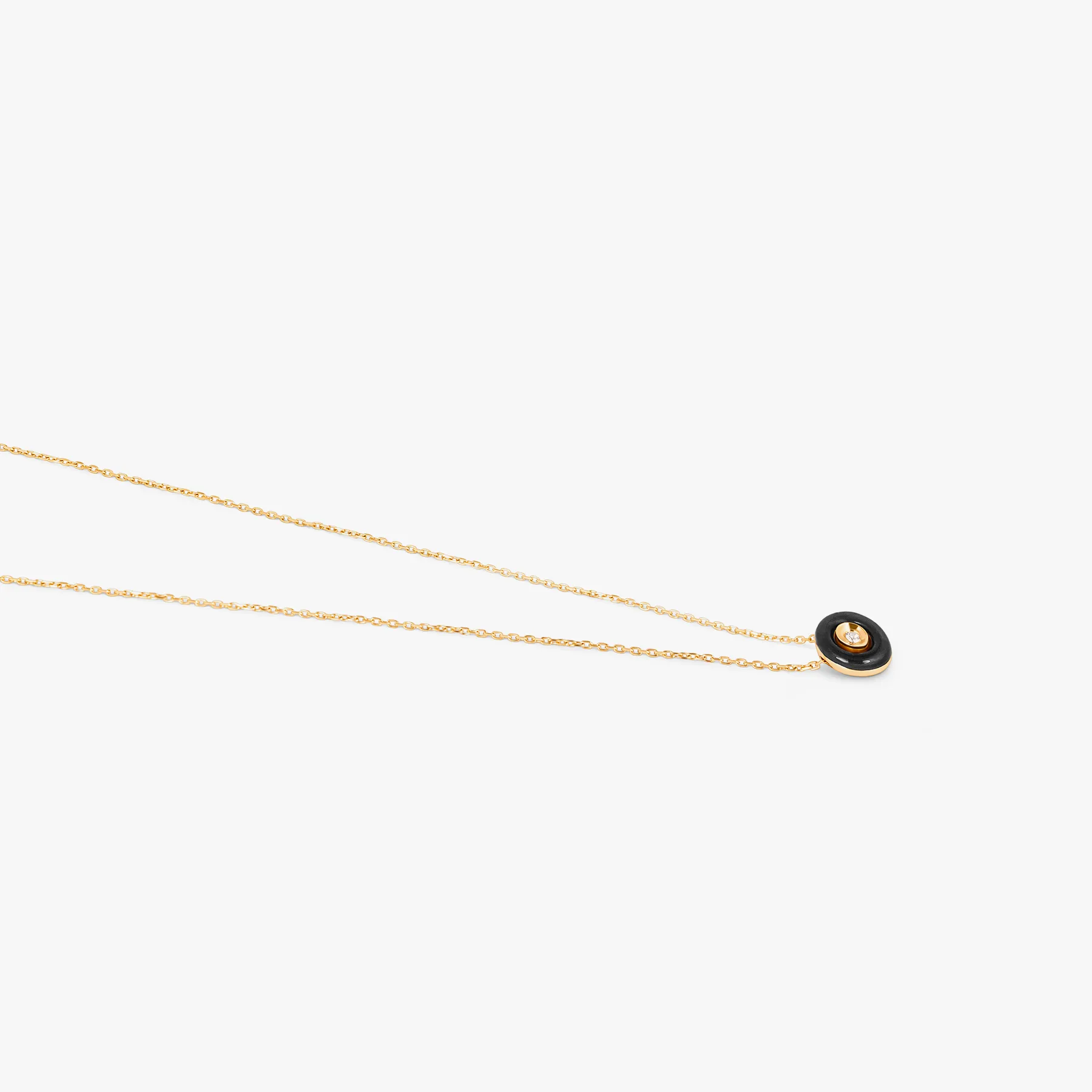Round Diamond Pendant Necklace in 18K Rose Gold with Black Enamel sold by Tateossian product image thumbnail 4