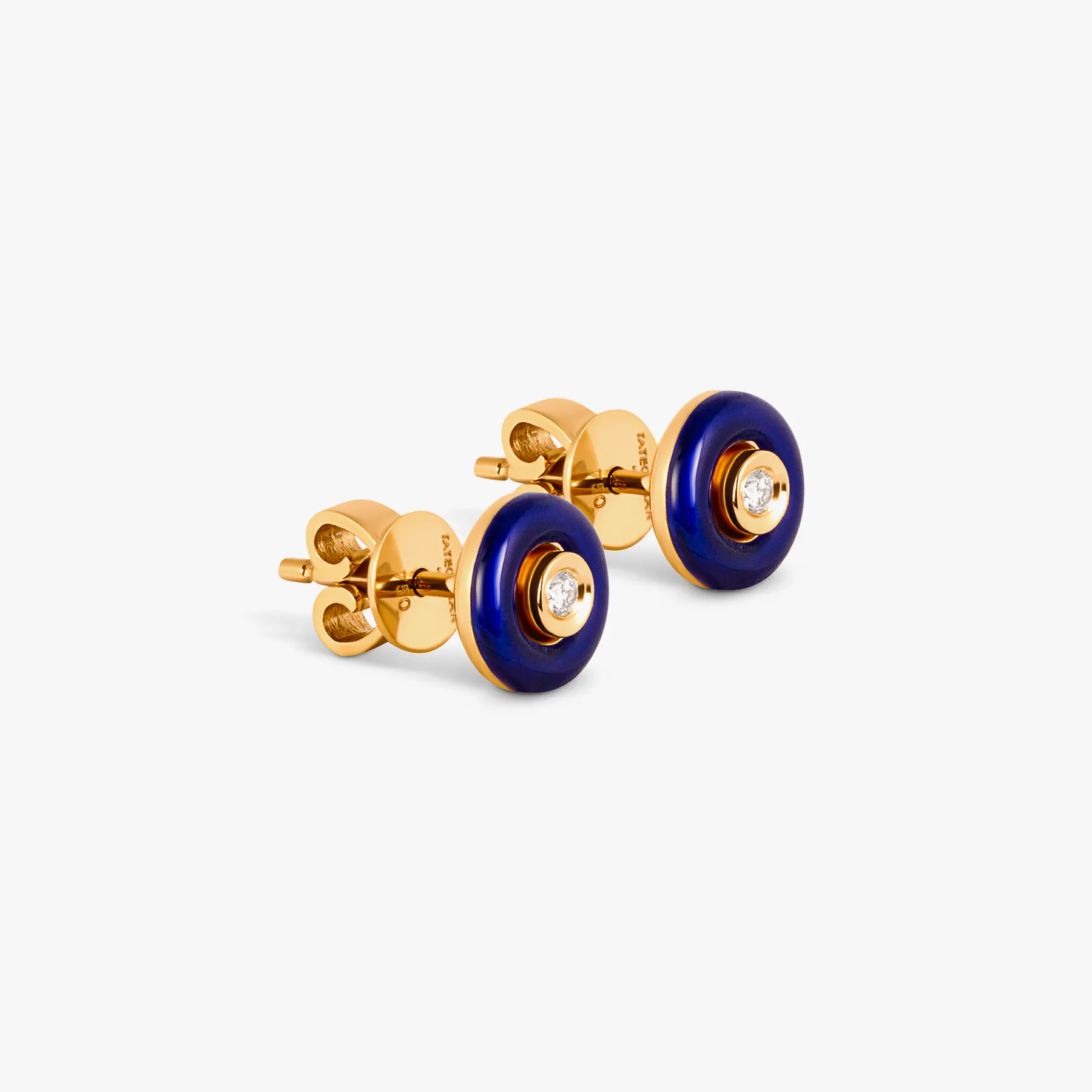 Round Diamond Stud Earrings in 18K Rose Gold with Blue Enamel sold by Tateossian product image thumbnail 4
