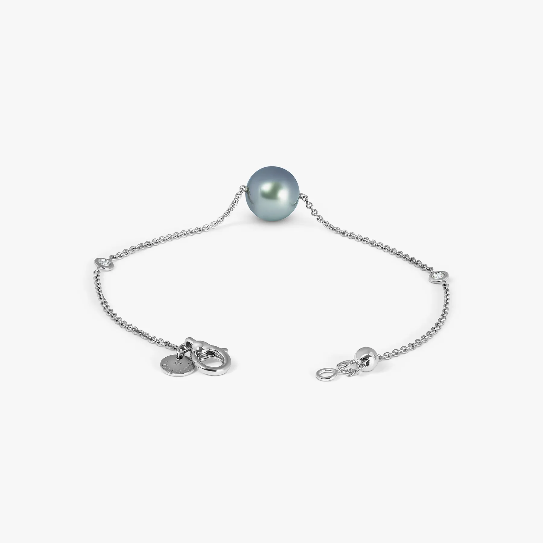 White Diamond Bracelet in 9K White Gold with Grey Tahitian Pearl sold by Tateossian product image thumbnail 3