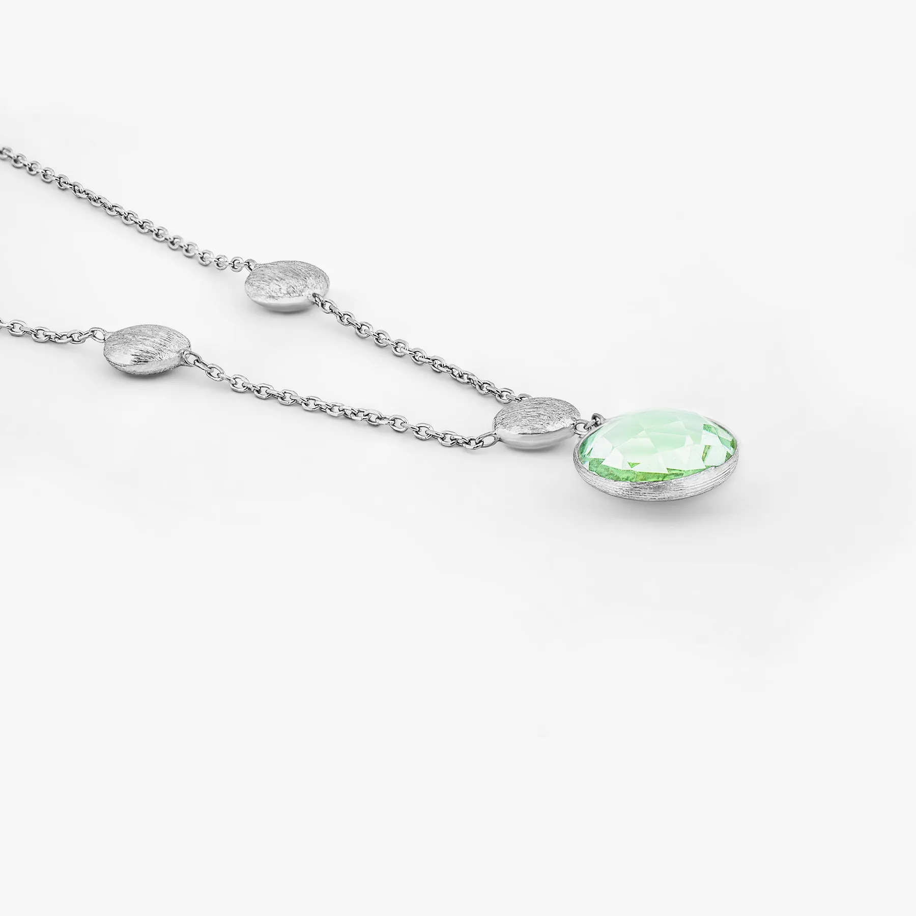 9K satin white gold Kensington chain necklace with green amethyst sold by Tateossian product image thumbnail 3