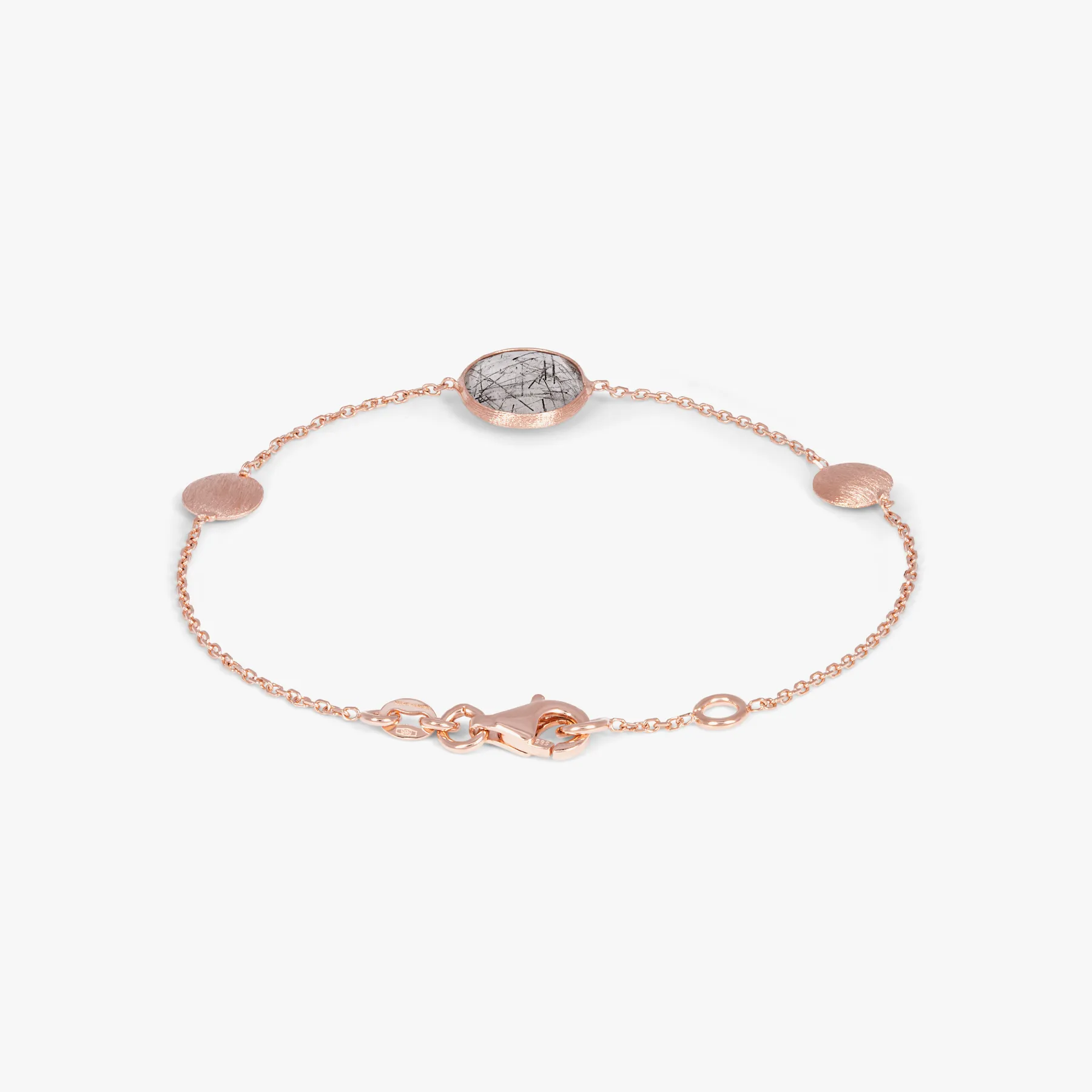 Kensington Bracelet in 14K Satin Rose Gold with Black Rutilated Quartz sold by Tateossian product image thumbnail 2