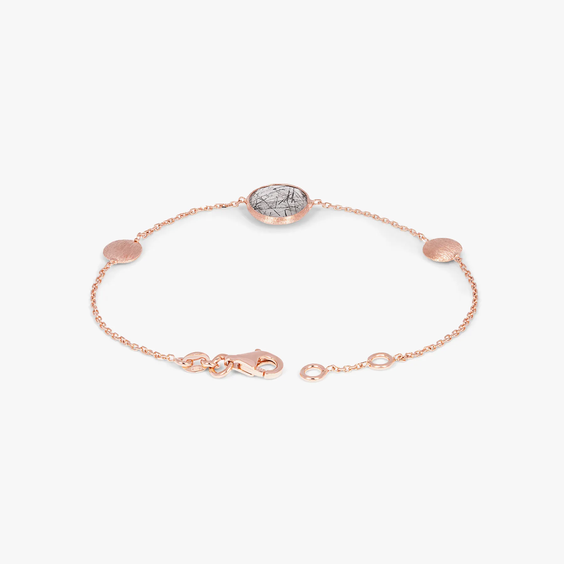Kensington Bracelet in 14K Satin Rose Gold with Black Rutilated Quartz sold by Tateossian product image thumbnail 3