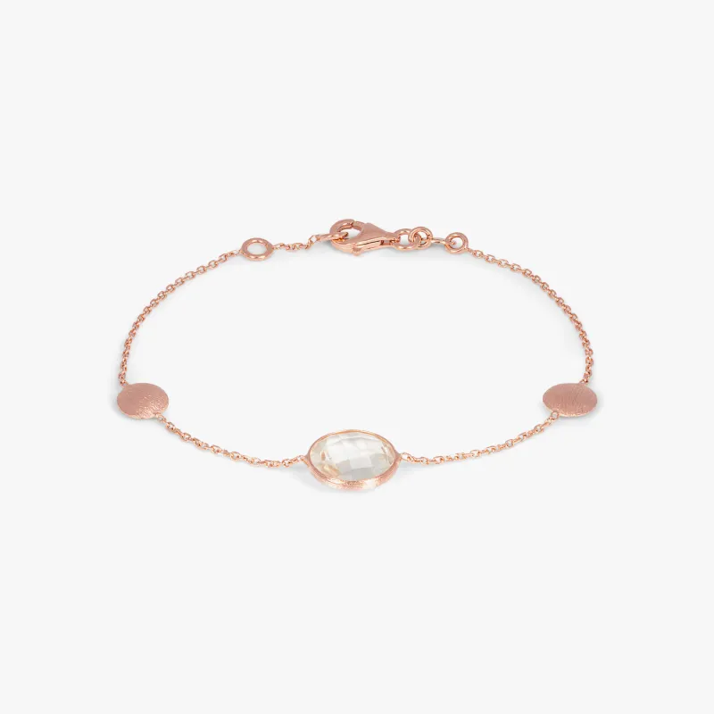 Kensington Bracelet in 14K Satin Rose Gold with Prasiolite sold by Tateossian