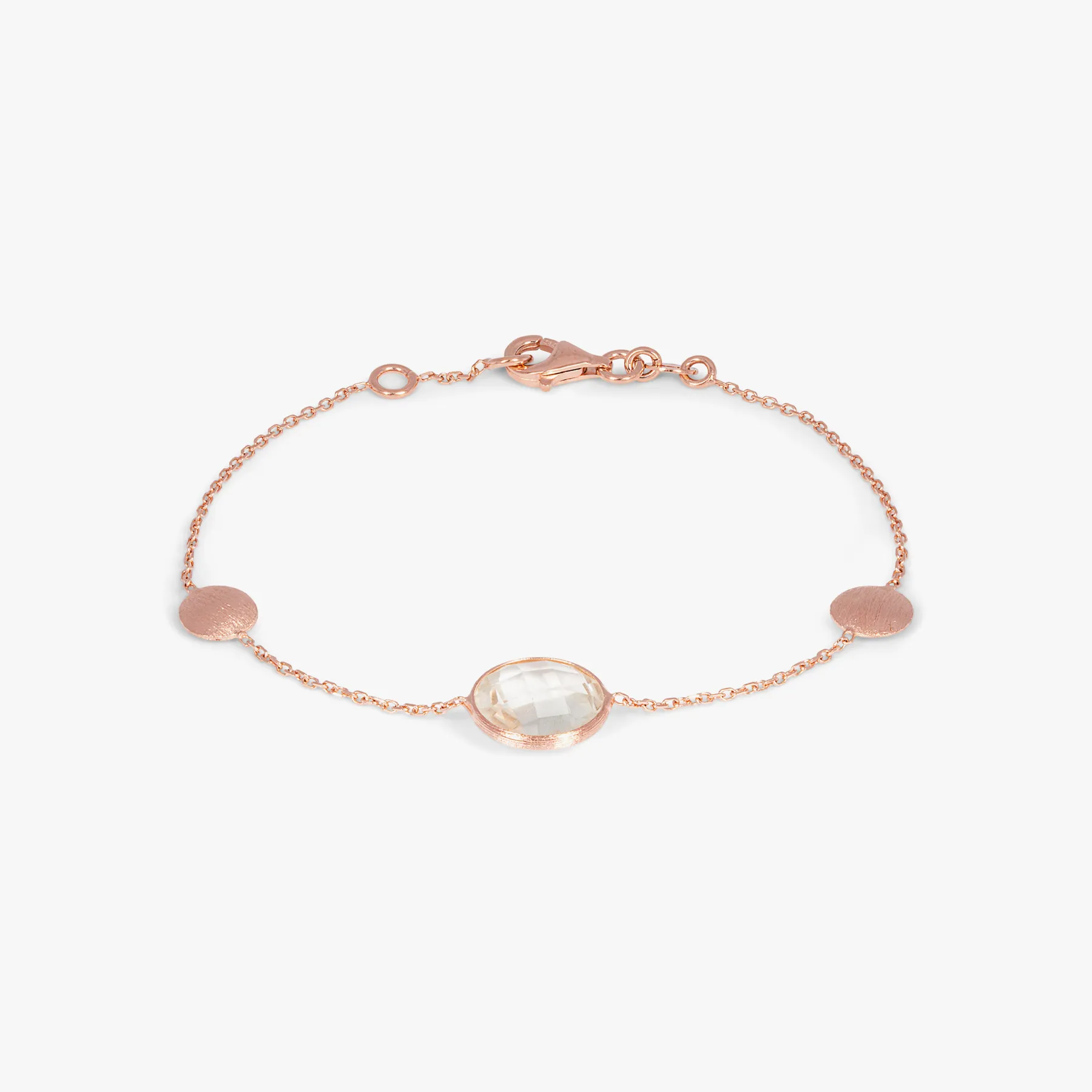 Kensington Bracelet in 14K Satin Rose Gold with Prasiolite sold by Tateossian