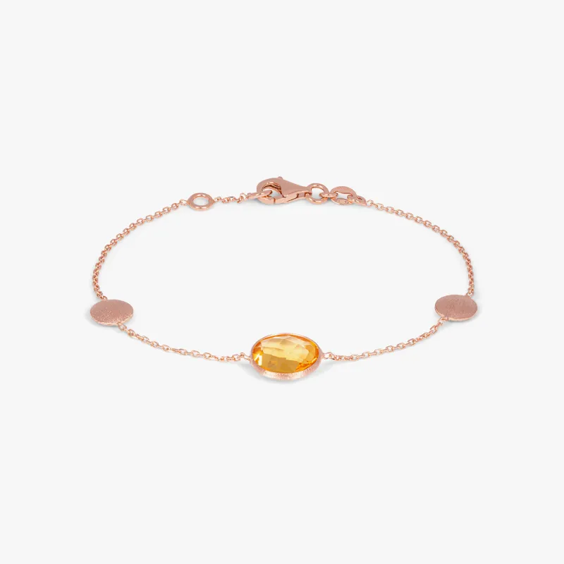 Kensington Bracelet in 14K Satin Rose Gold with Citrine sold by Tateossian