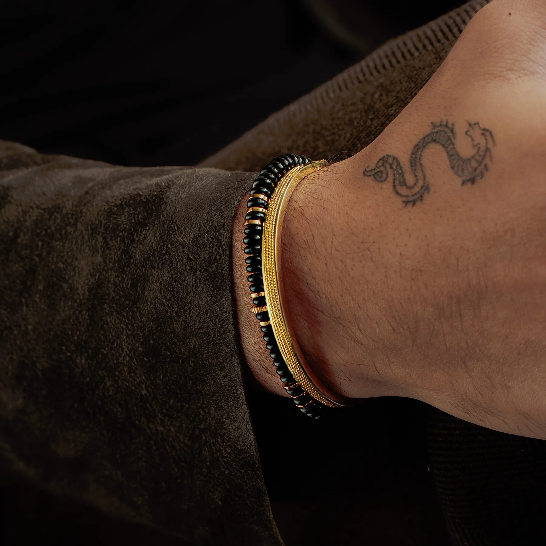 Buckingham Rope Hinge Cuff Bangle in Yellow Gold Plated Silver sold by Tateossian product image thumbnail 5