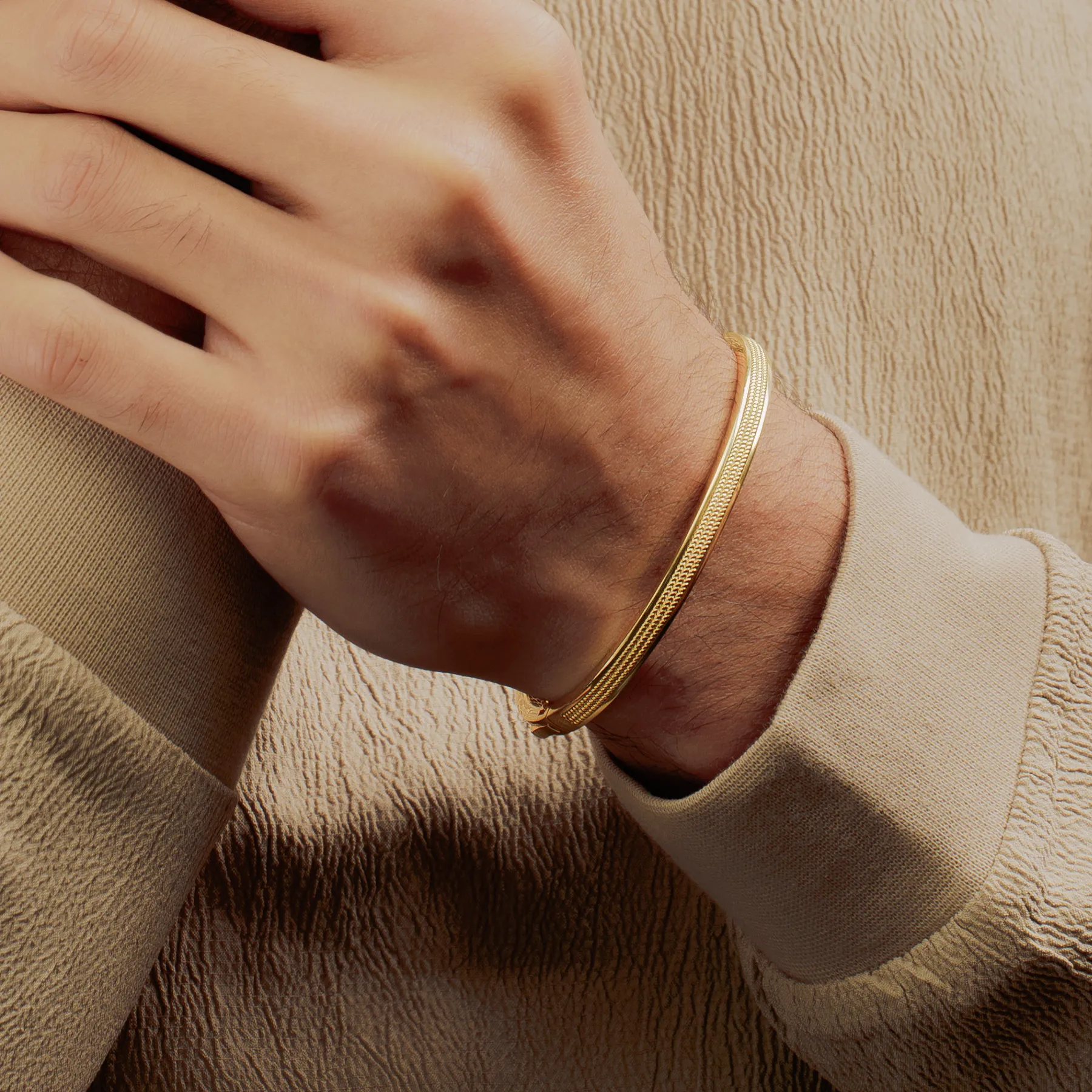 Buckingham Rope Hinge Cuff Bangle in Yellow Gold Plated Silver sold by Tateossian product image thumbnail 2