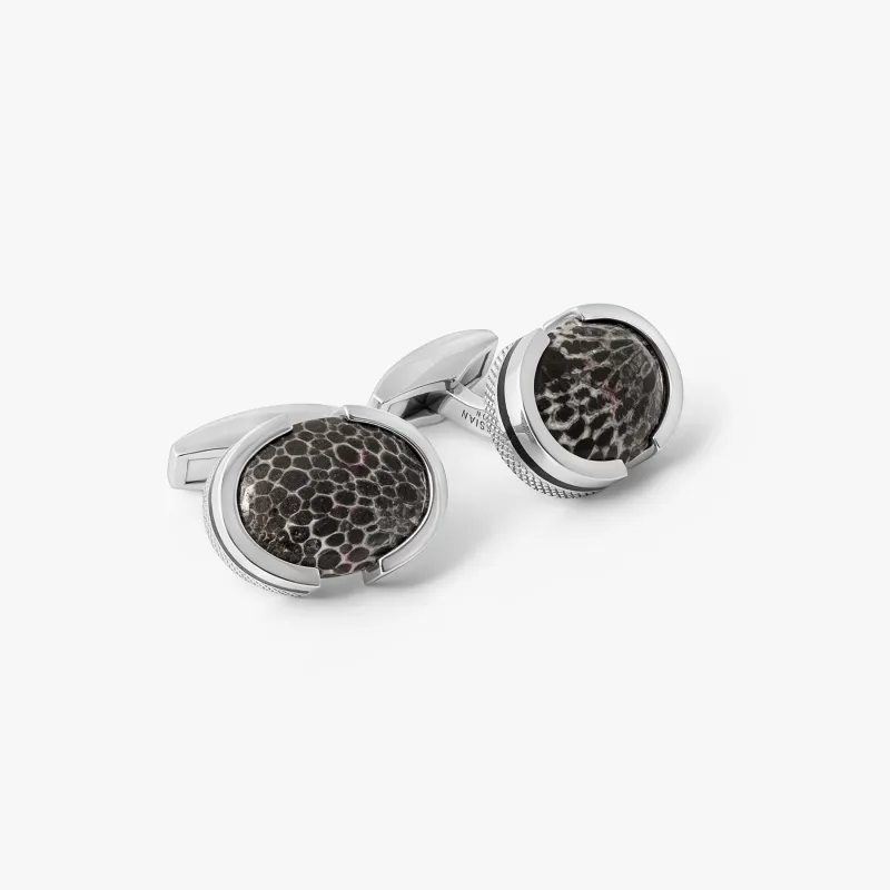 Bryozoan Pebble Cufflinks In Sterling Silver sold by Tateossian