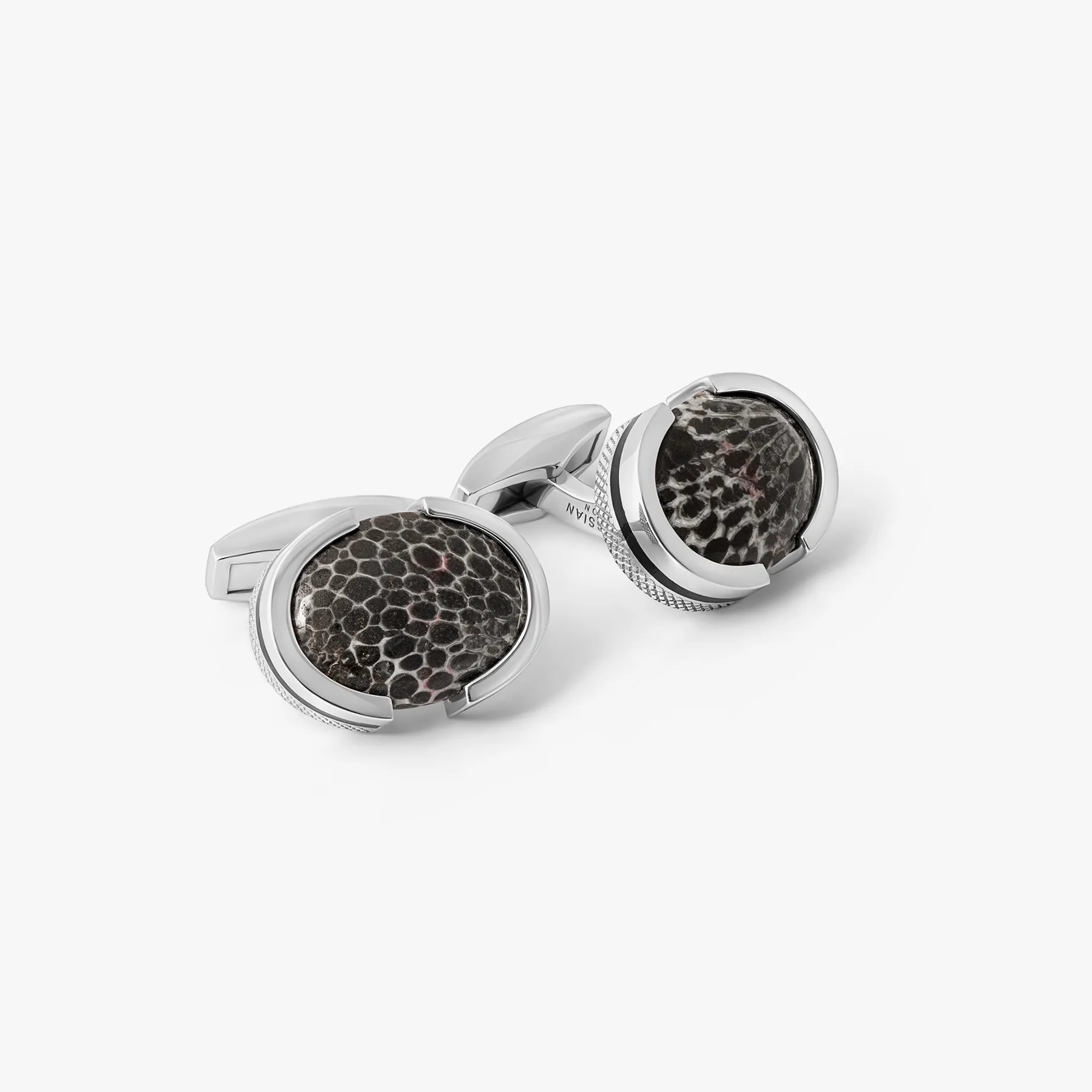 Bryozoan Pebble Cufflinks In Sterling Silver sold by Tateossian