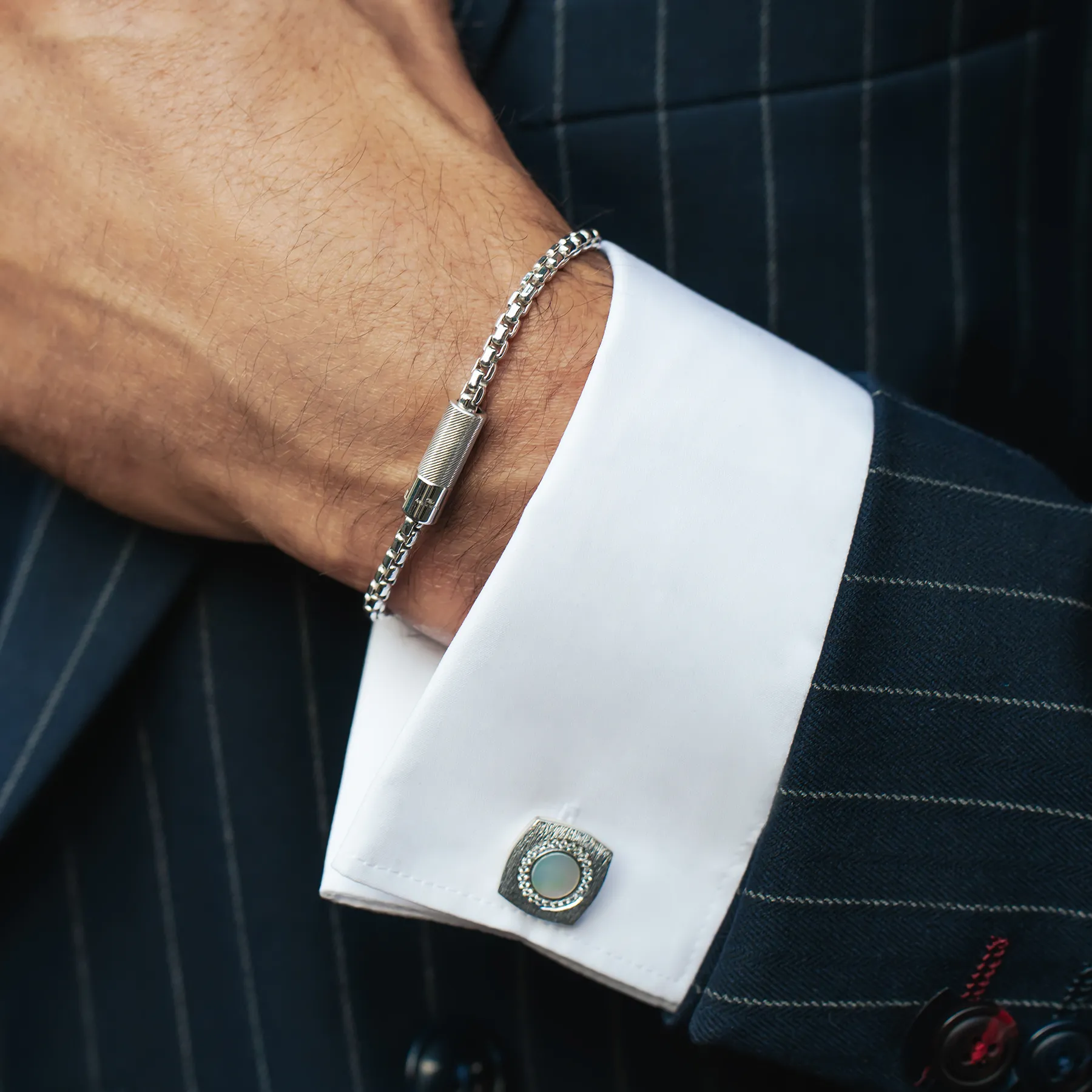 Pop Box 4MM Eco Friendly Bracelet In Sterling Silver sold by Tateossian product image thumbnail 5