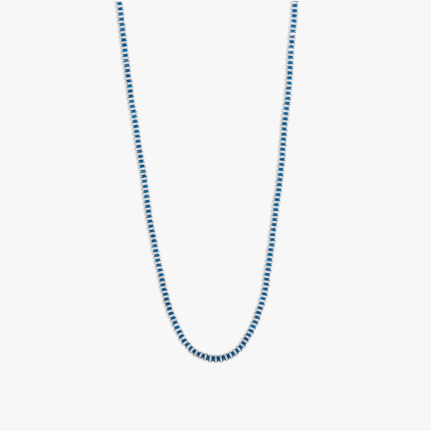 Prism Necklace with Galvanic Plated Silver Beads in Blue sold by Tateossian