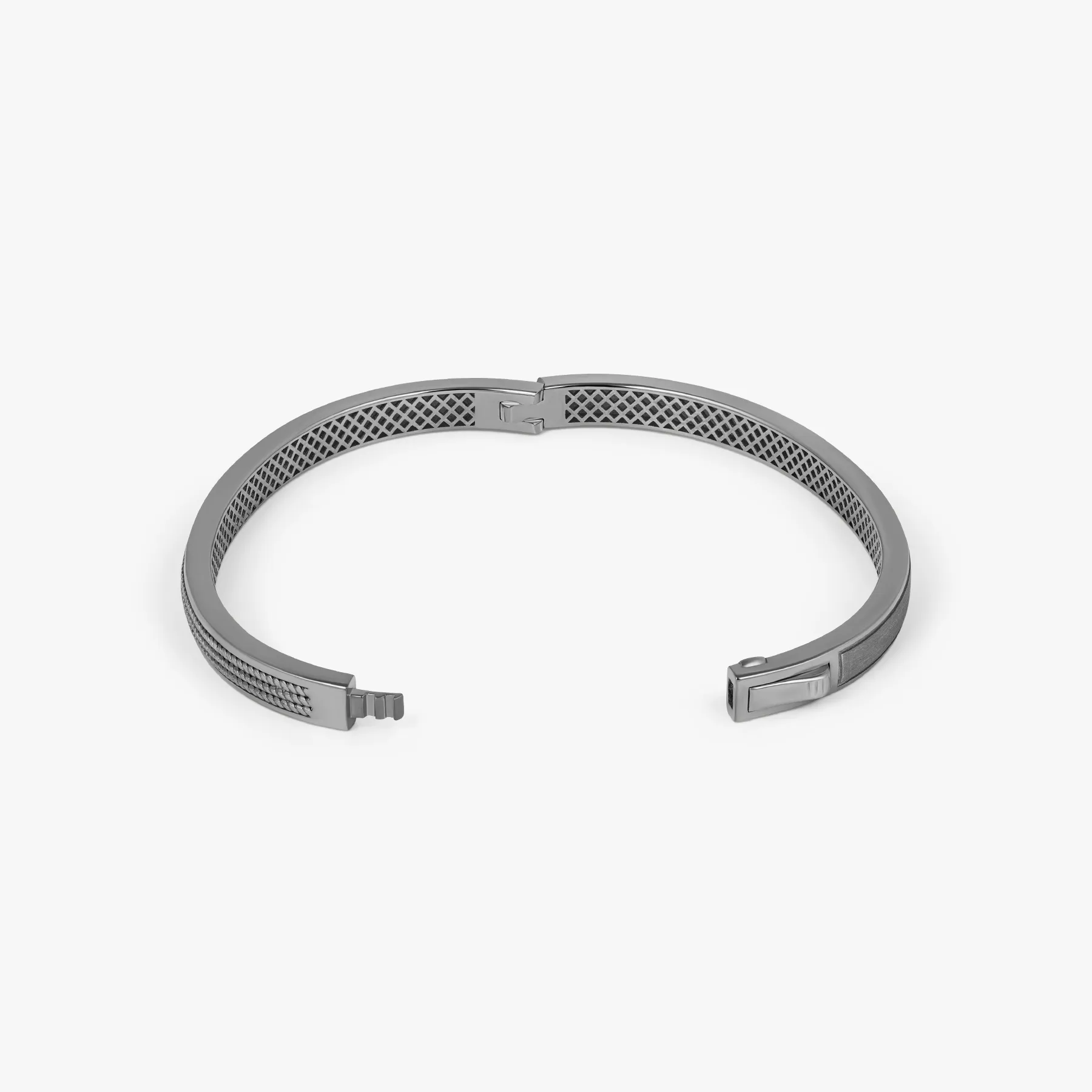 Buckingham Rope Hinge Cuff Bangle in Black Rhodium Plated Silver sold by Tateossian product image thumbnail 3