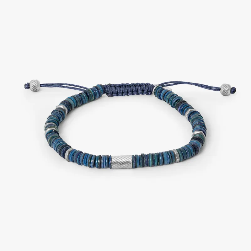 THOMPSON Macrame Shell Bracelet In Blue sold by Tateossian