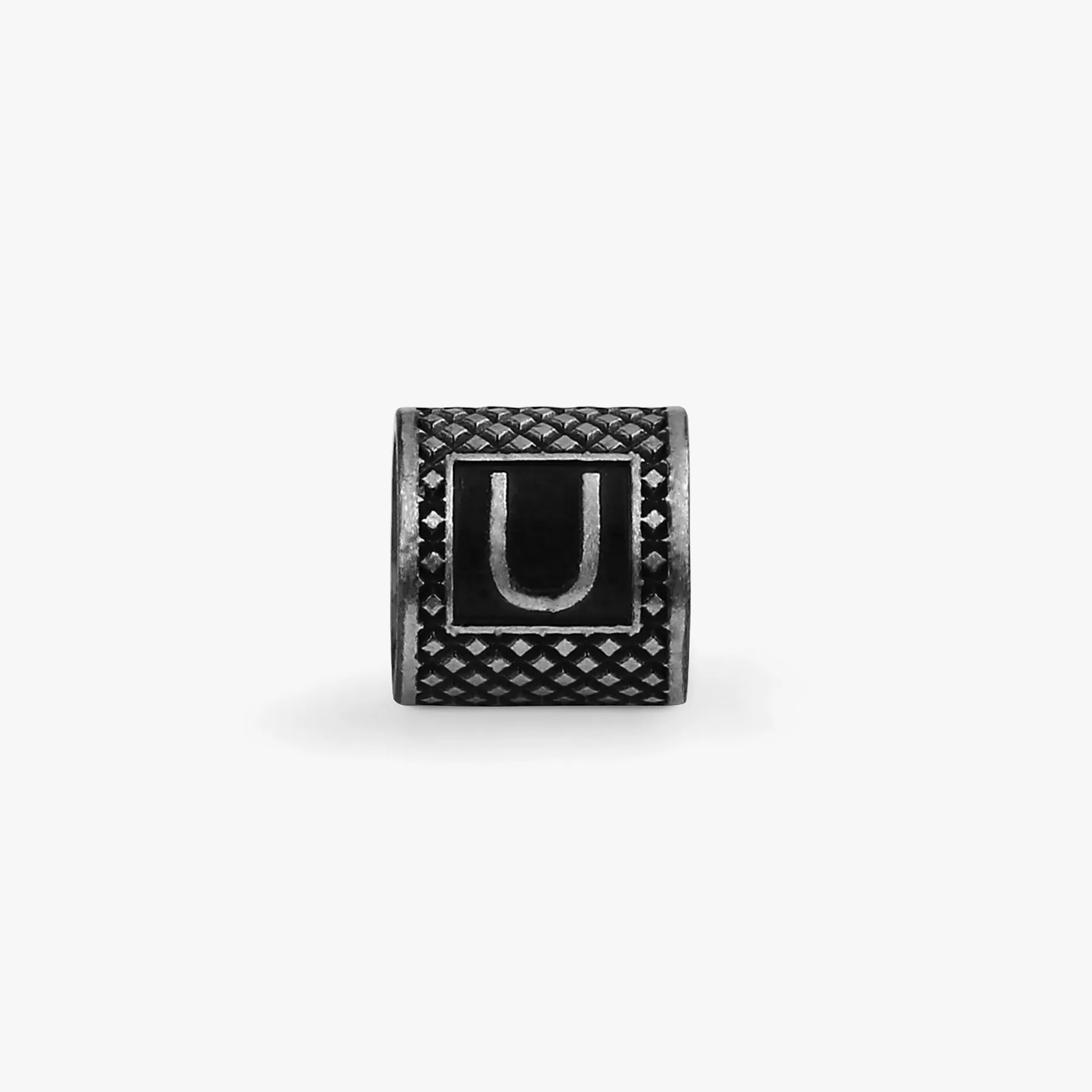 Lucky Me Initial U Charm In Black Rhodium Plated Silver sold by Tateossian